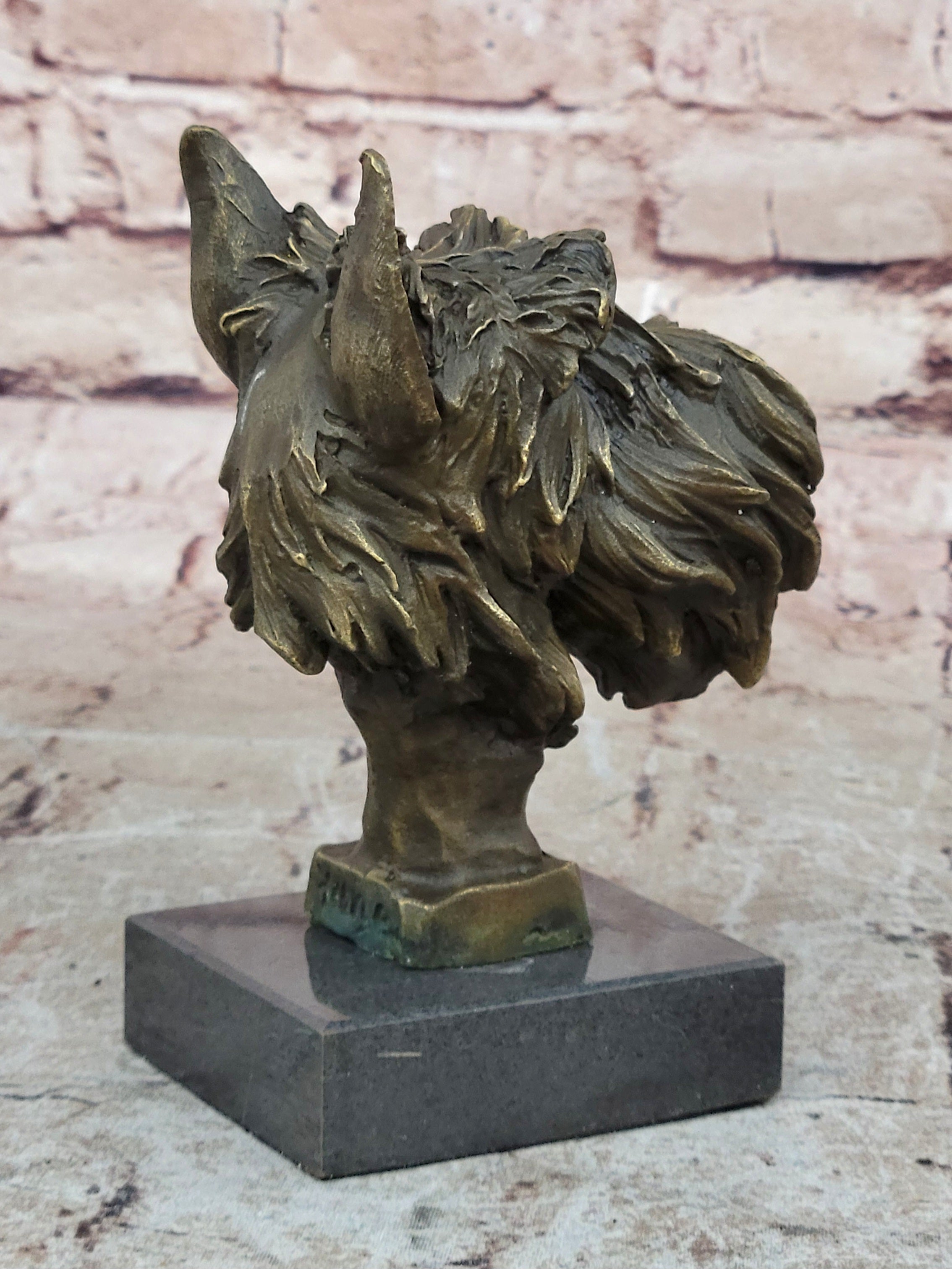 Vintage Solid Victorian Bronze Terrier Puppies Sculpture Dog statue signed Deal