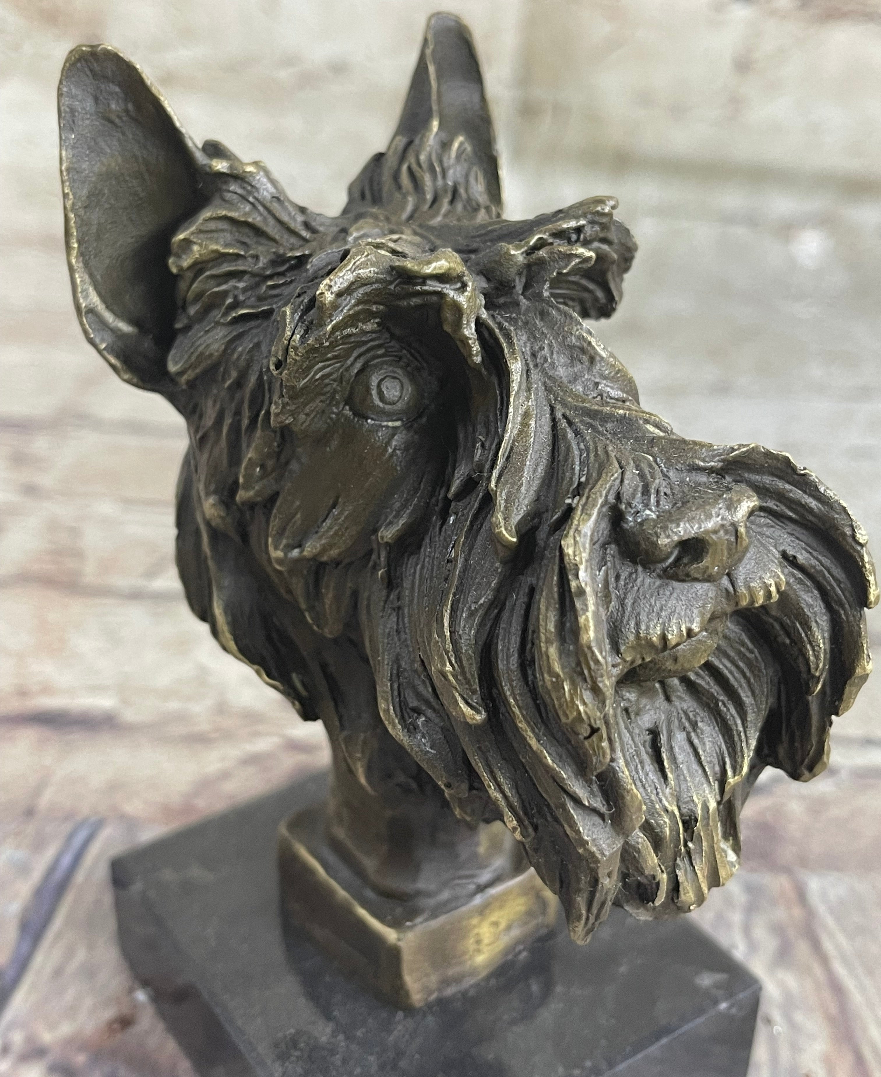 Vintage Solid Victorian Bronze Terrier Puppies Sculpture Dog statue signed Deal