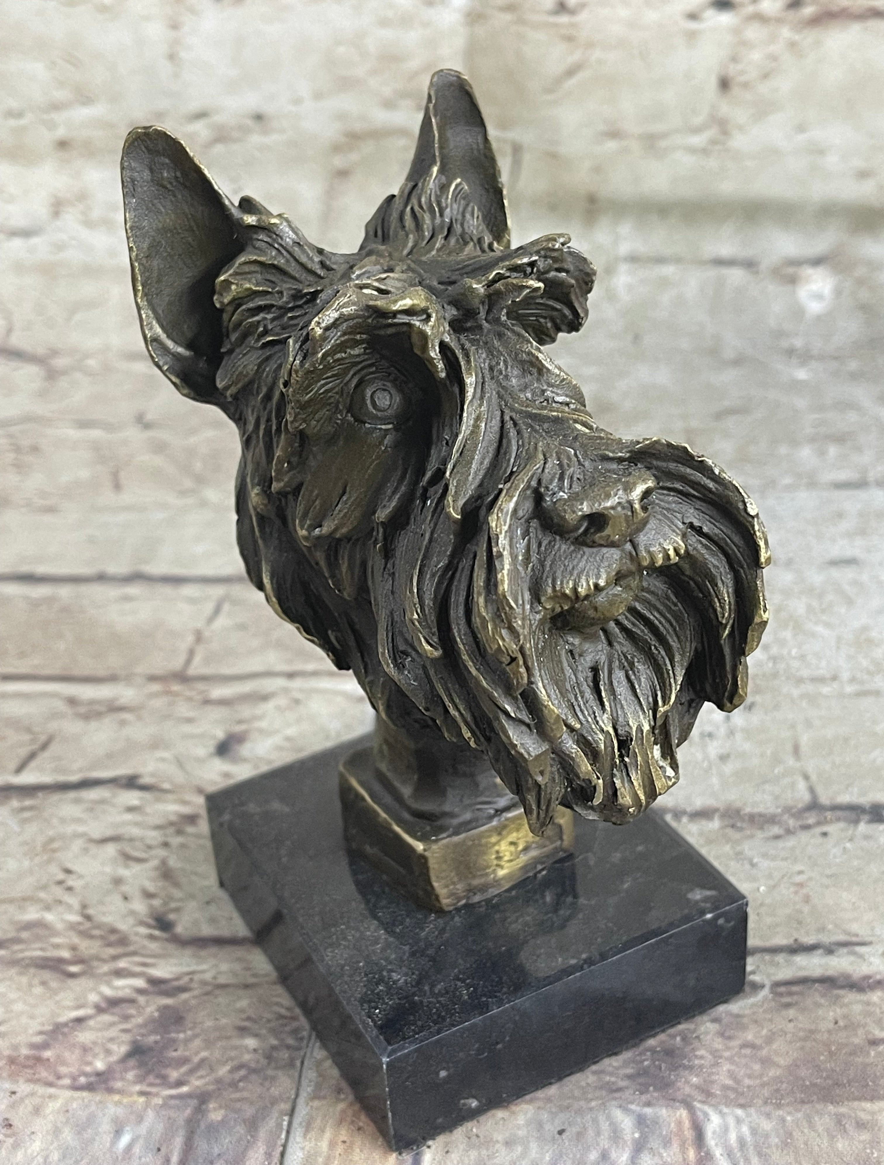 Vintage Solid Victorian Bronze Terrier Puppies Sculpture Dog statue signed Deal