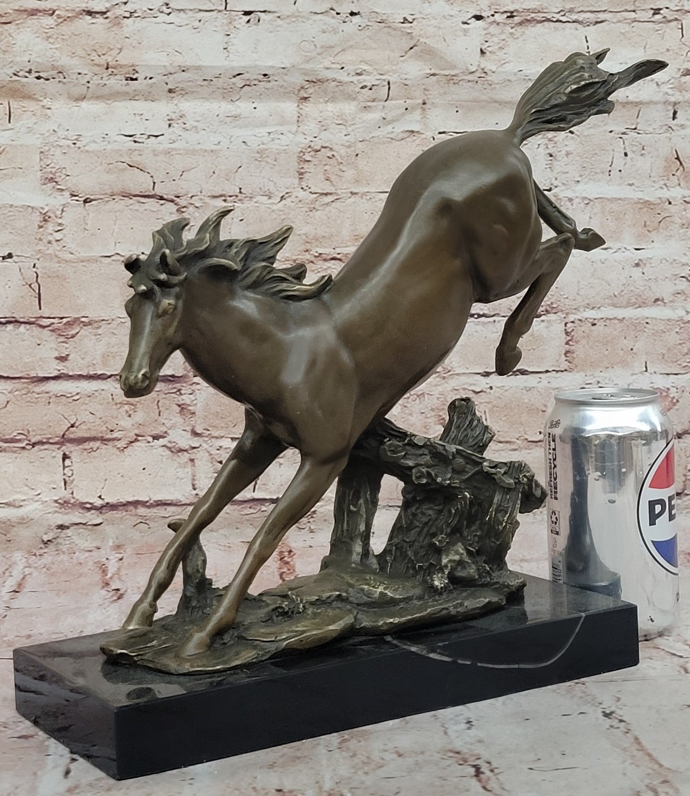 Signed Original Milo American Artist Rearing Wild Stallion Horse Bronze Statue