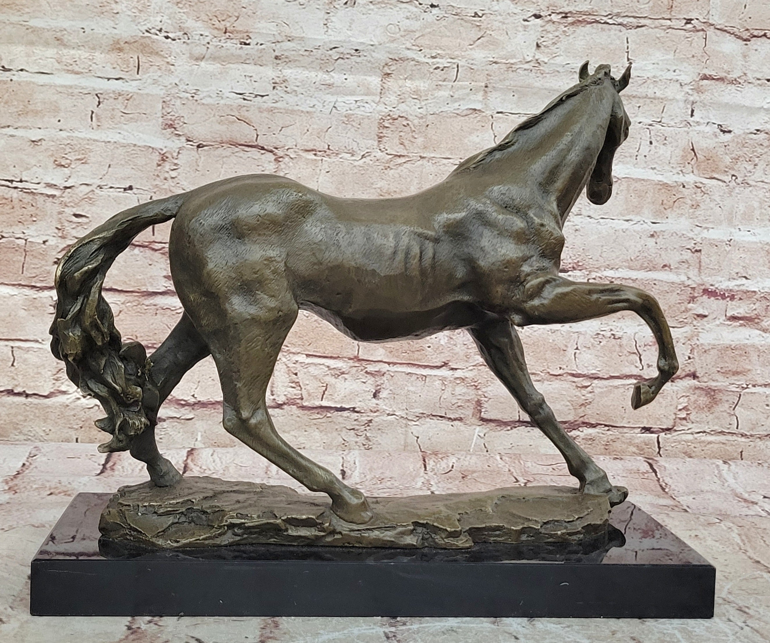 Signed Bronze Arabian Horse Lovers Stallion Sculpture Statue Equestrian