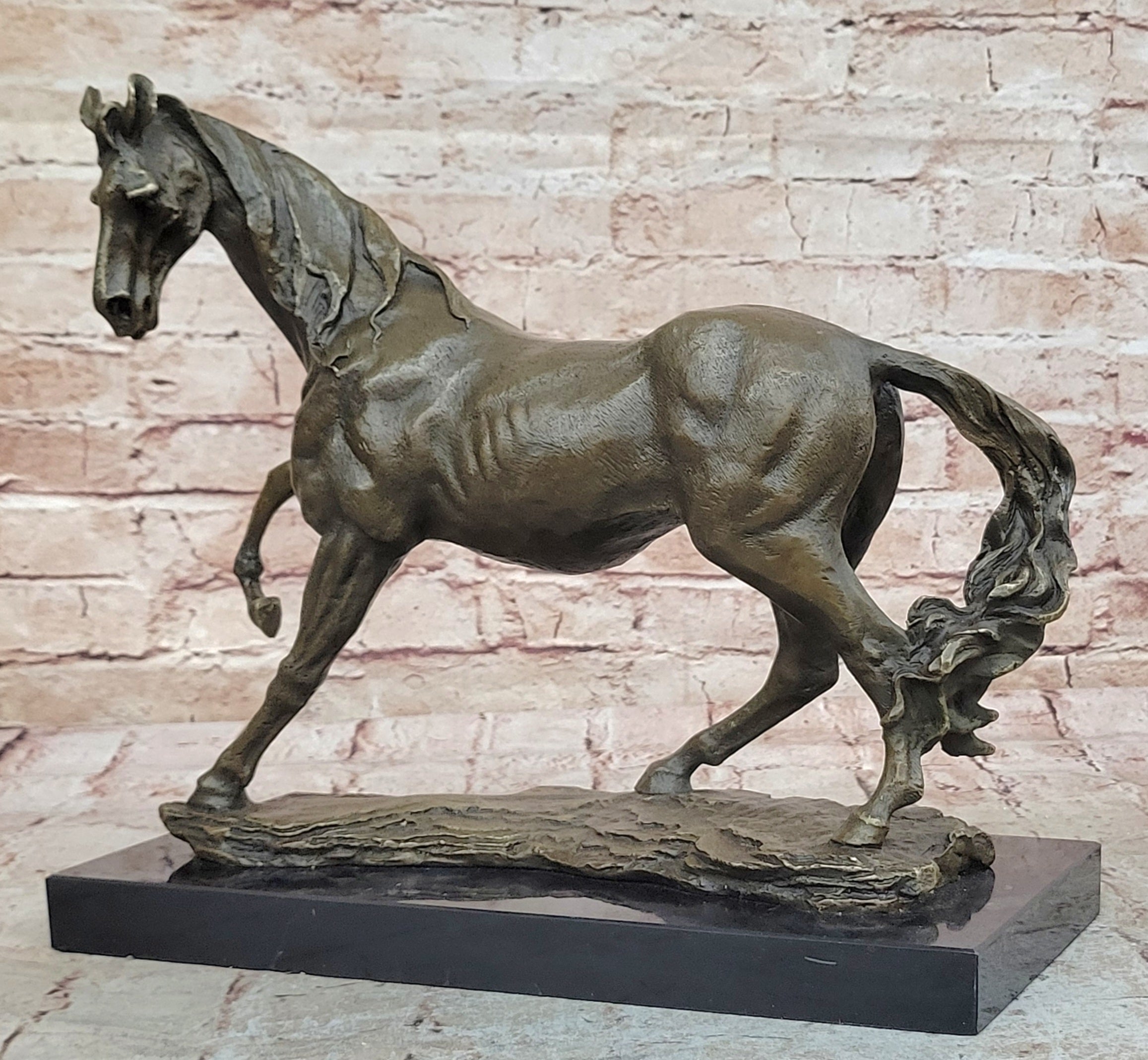 Signed Bronze Arabian Horse Lovers Stallion Sculpture Statue Equestrian