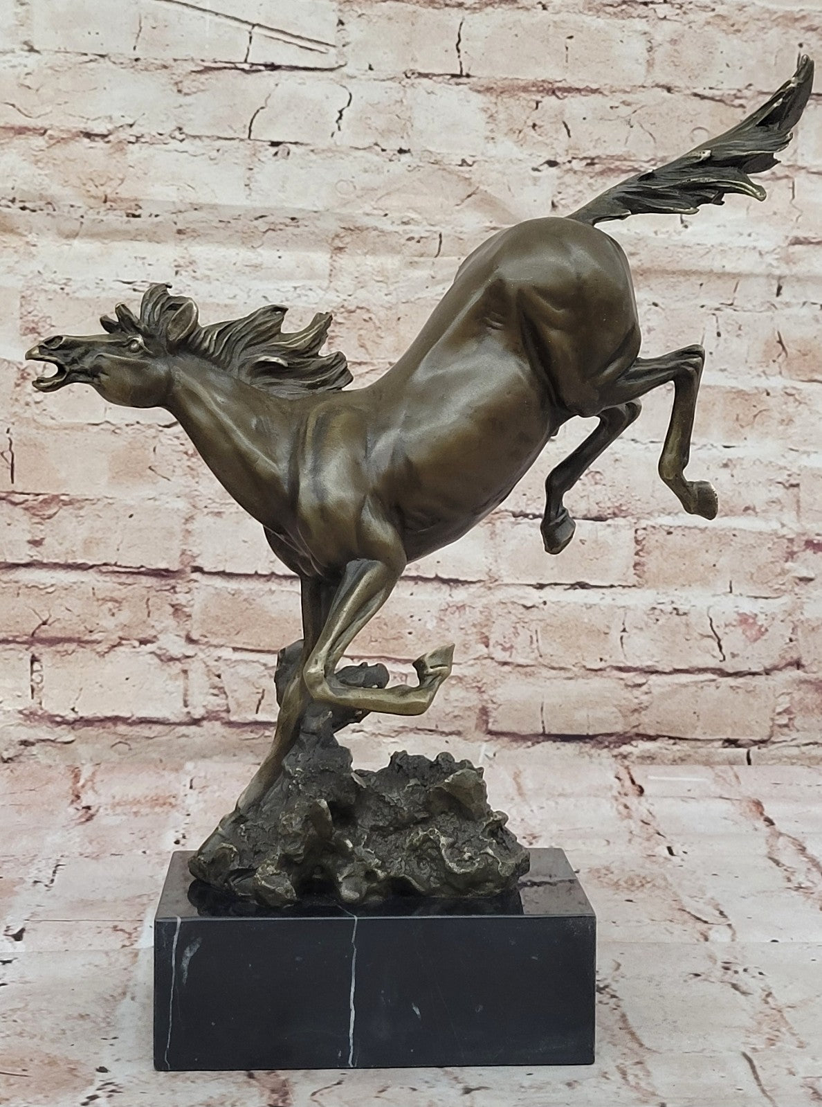 Art Deco Book End Rambunctious Stallion Horse Bronze Sculpture Statue Figure