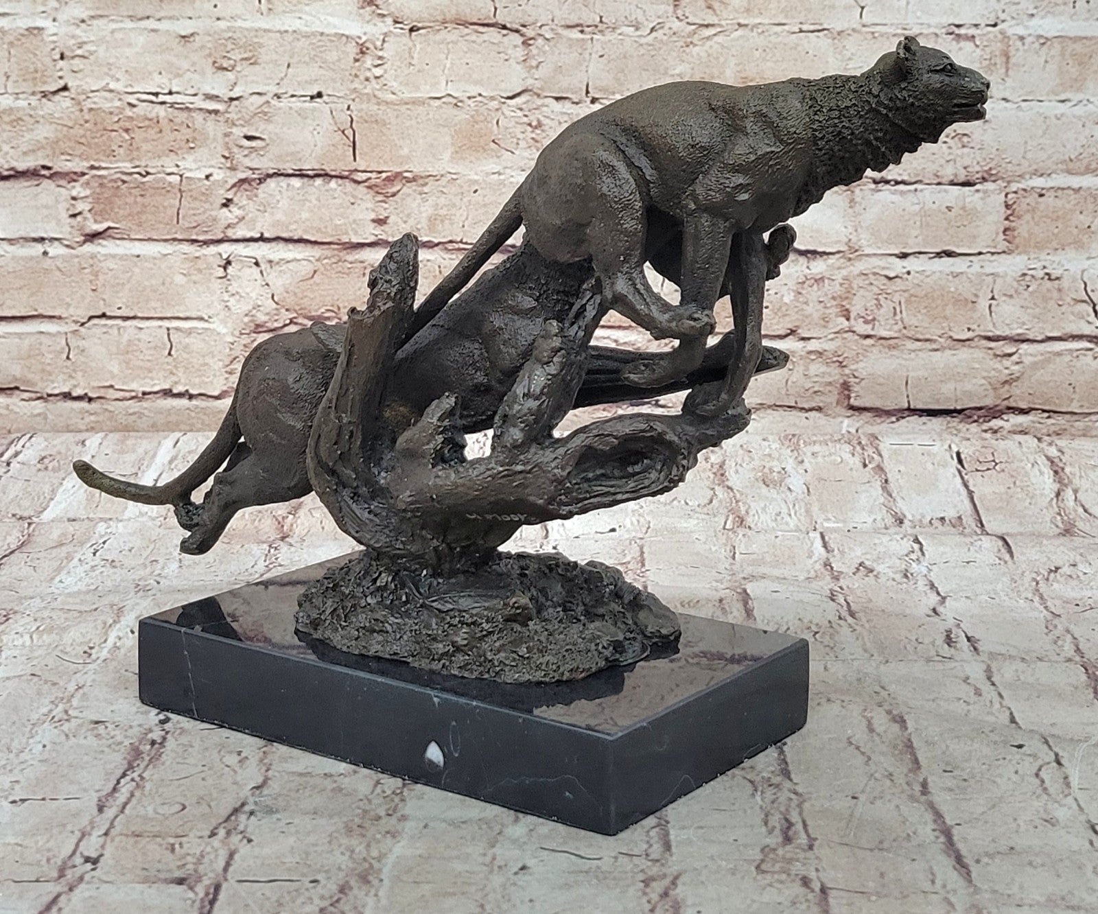 Handcrafted bronze sculpture SALE Jaguar/ Puma/Leopard/ Large Deco Art Superberb