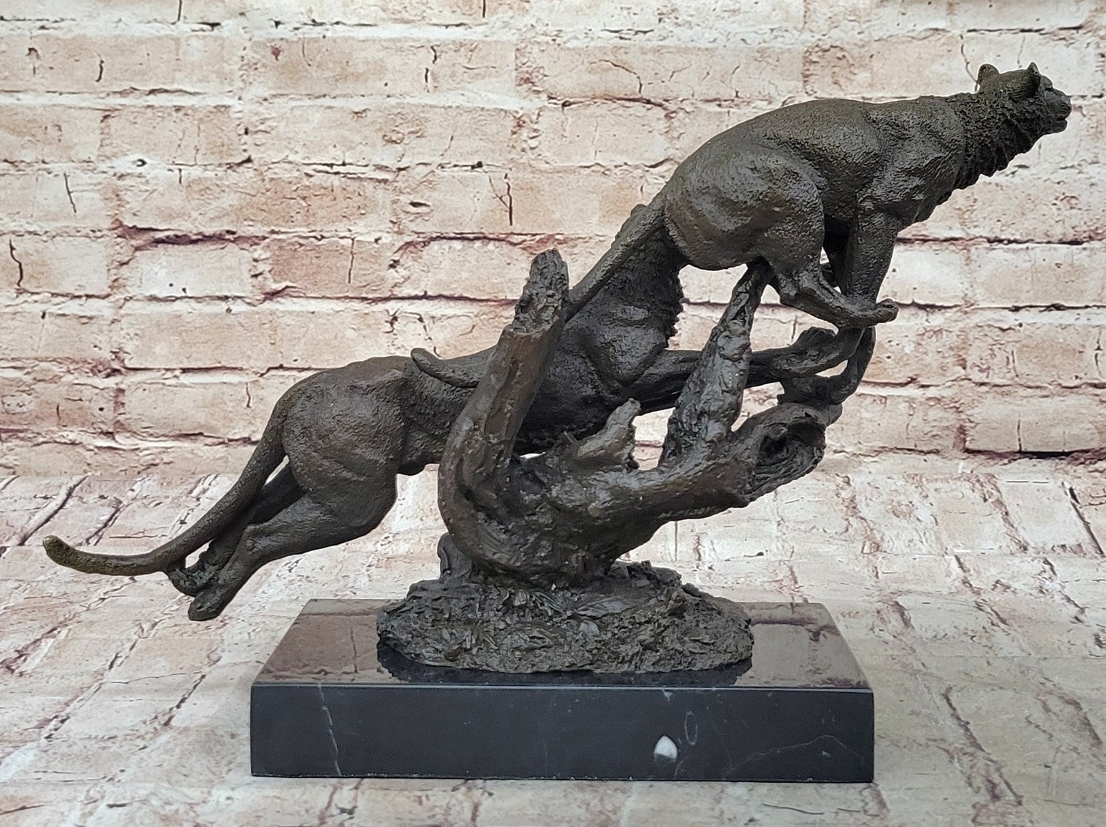 Handcrafted bronze sculpture SALE Jaguar/ Puma/Leopard/ Large Deco Art Superberb