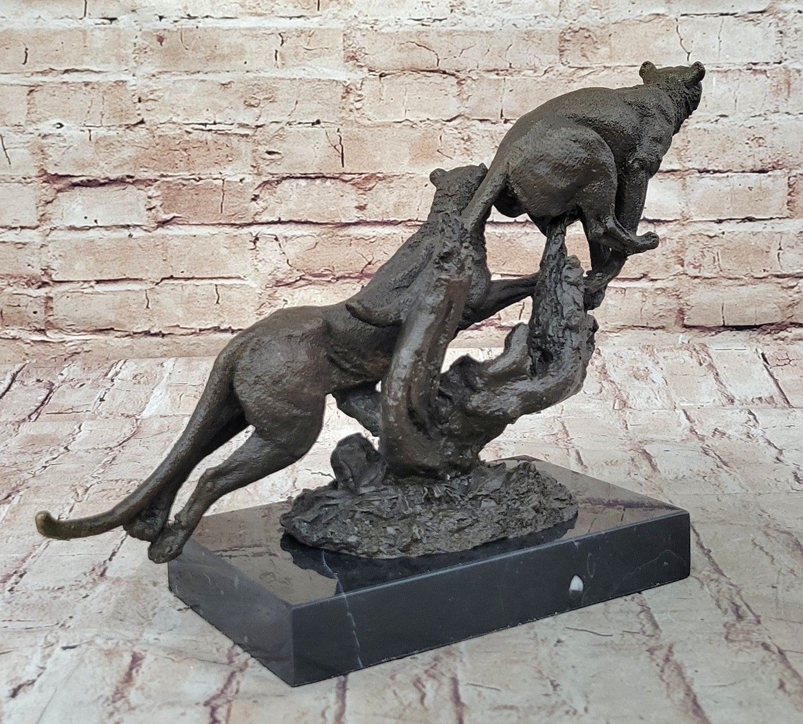 Handcrafted bronze sculpture SALE Jaguar/ Puma/Leopard/ Large Deco Art Superberb