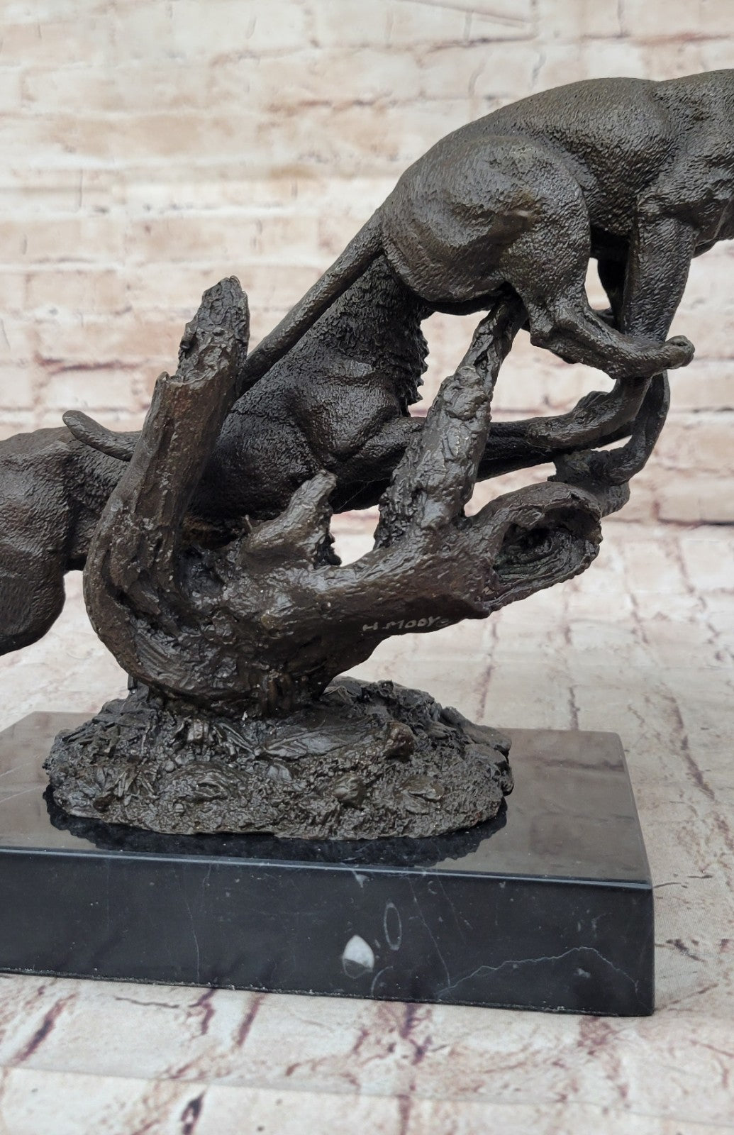 Handcrafted bronze sculpture SALE Jaguar/ Puma/Leopard/ Large Deco Art Superberb