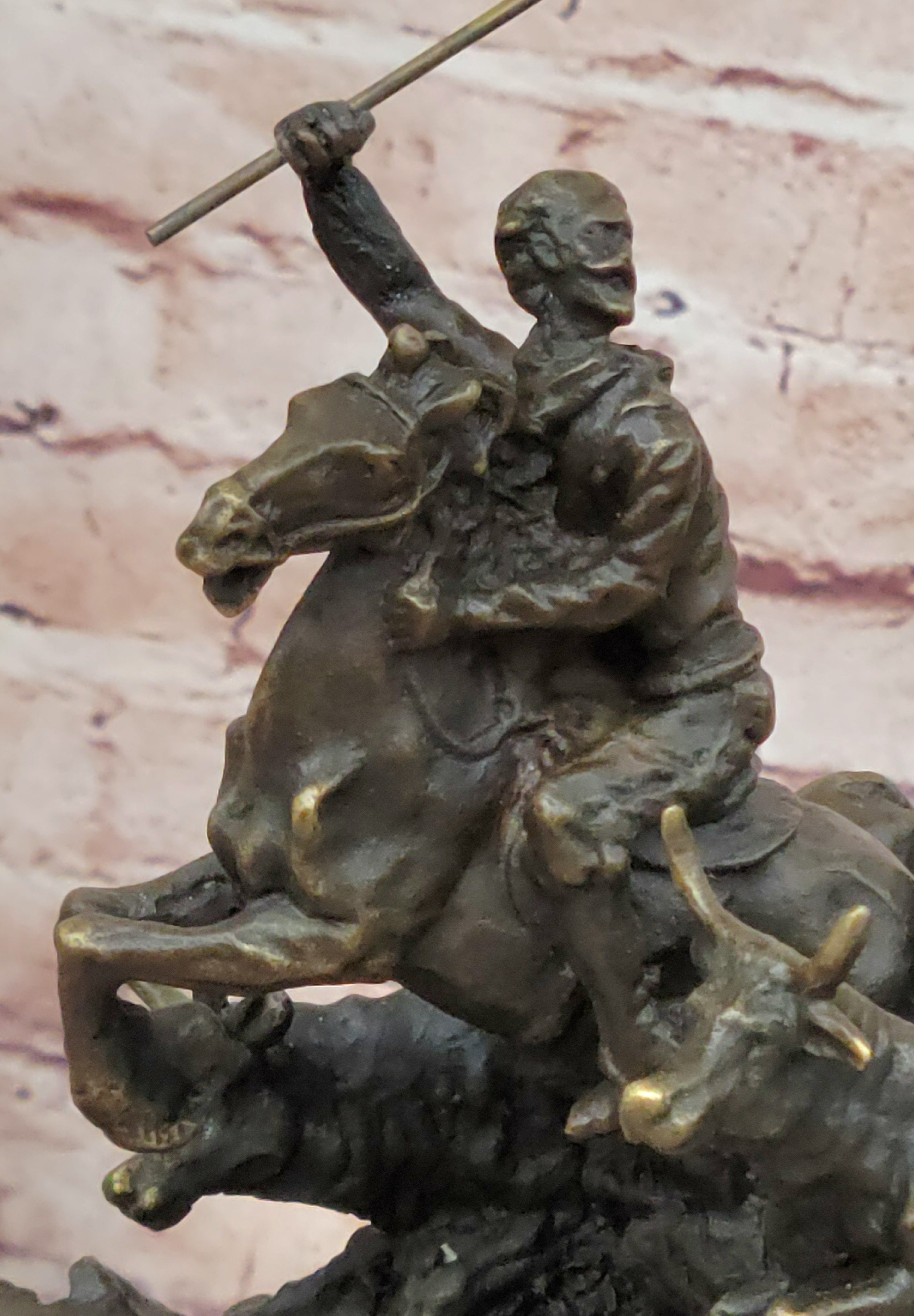 Russell Handcrafted Huge Museum Quality Wild West Cowboy and his Cattle Bronze