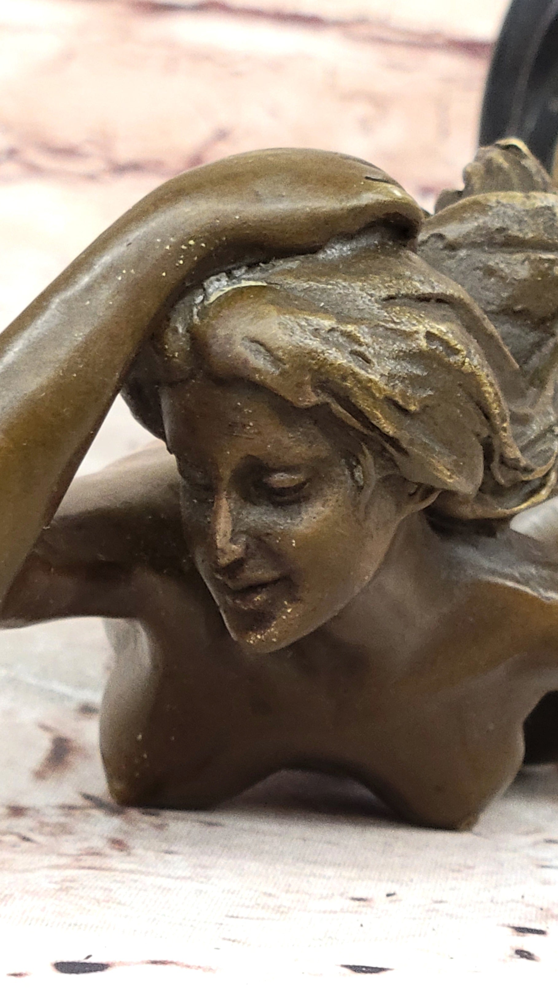 Art Deco Nude Erotic Naked Sexy Female Bronze Masterpiece Sculpture Figurine