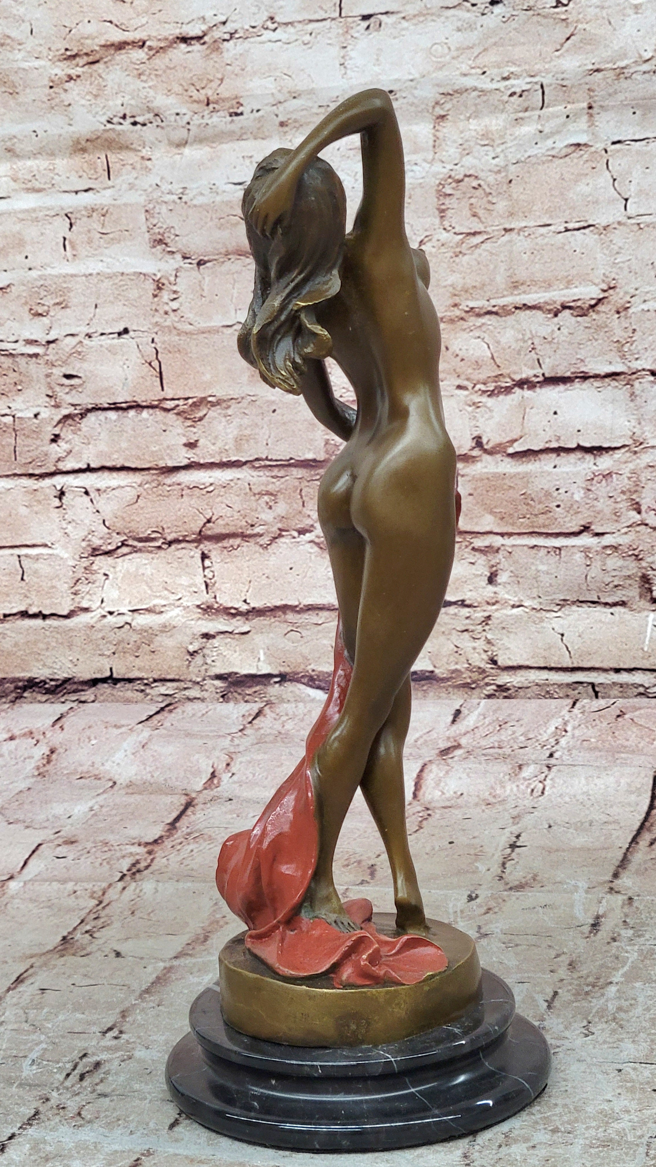 Art Deco Nude Erotic Naked Sexy Female Bronze Masterpiece Sculpture Figurine