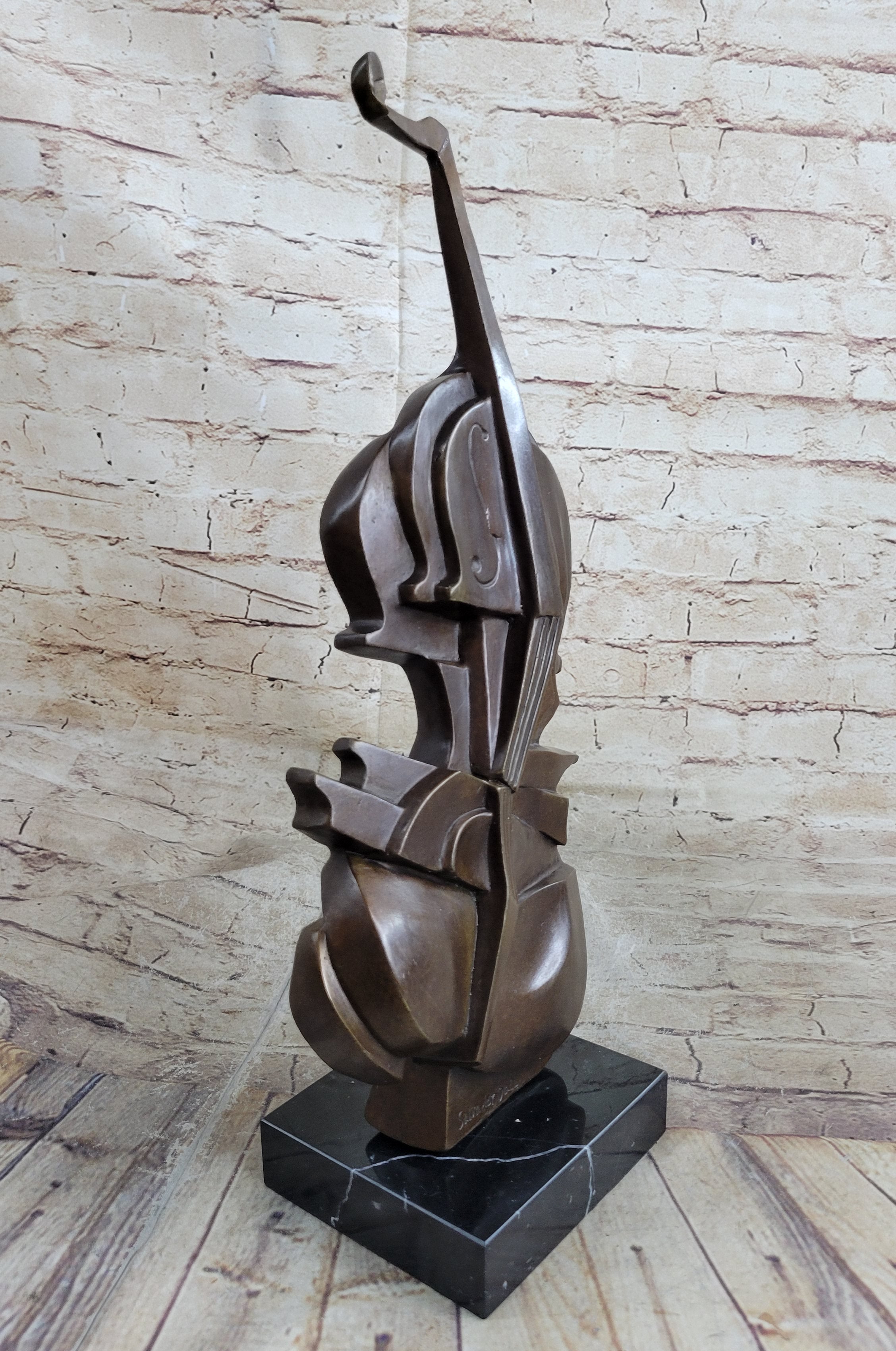 Modern Art Dali Guitar Music Cello Harmony Straddle Hot Cast Classic Bronze Lrg