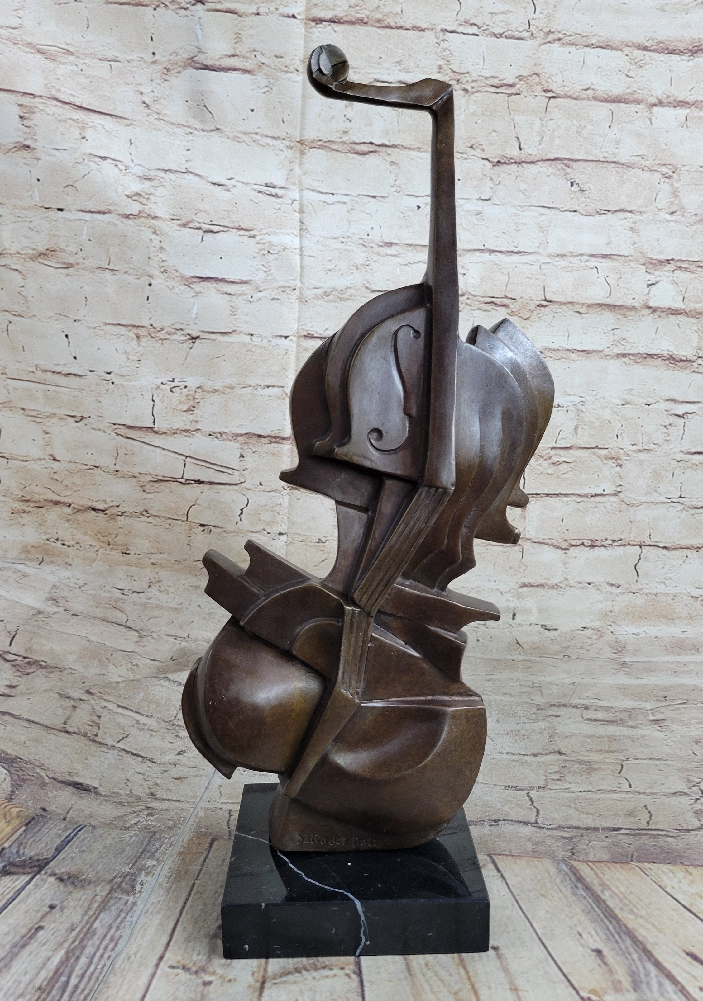 Modern Art Dali Guitar Music Cello Harmony Straddle Hot Cast Classic Bronze Lrg