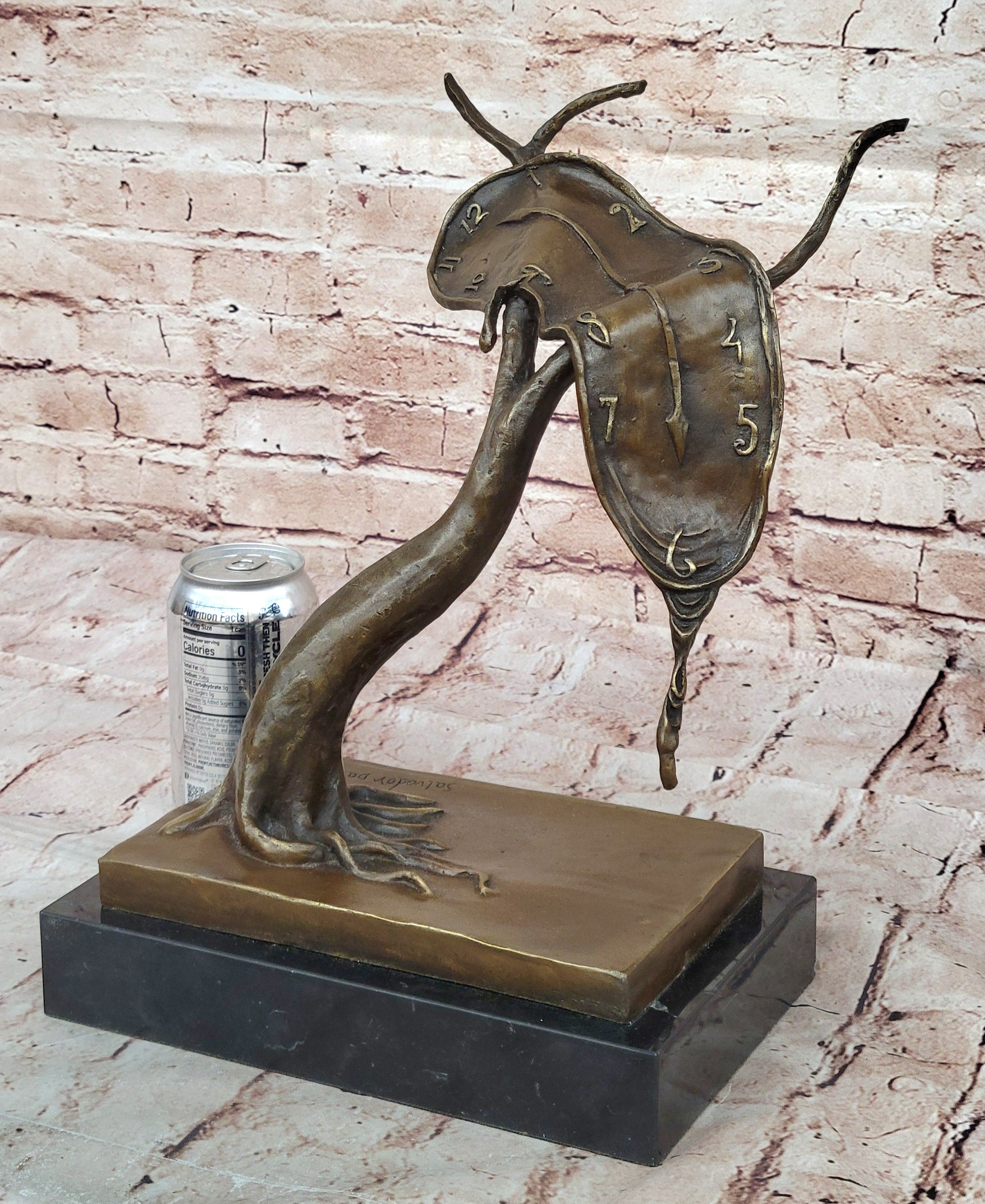 Stunning Picaso Dali Gia Abstract Clock Home Decor Bronze Sculpture Marble Base