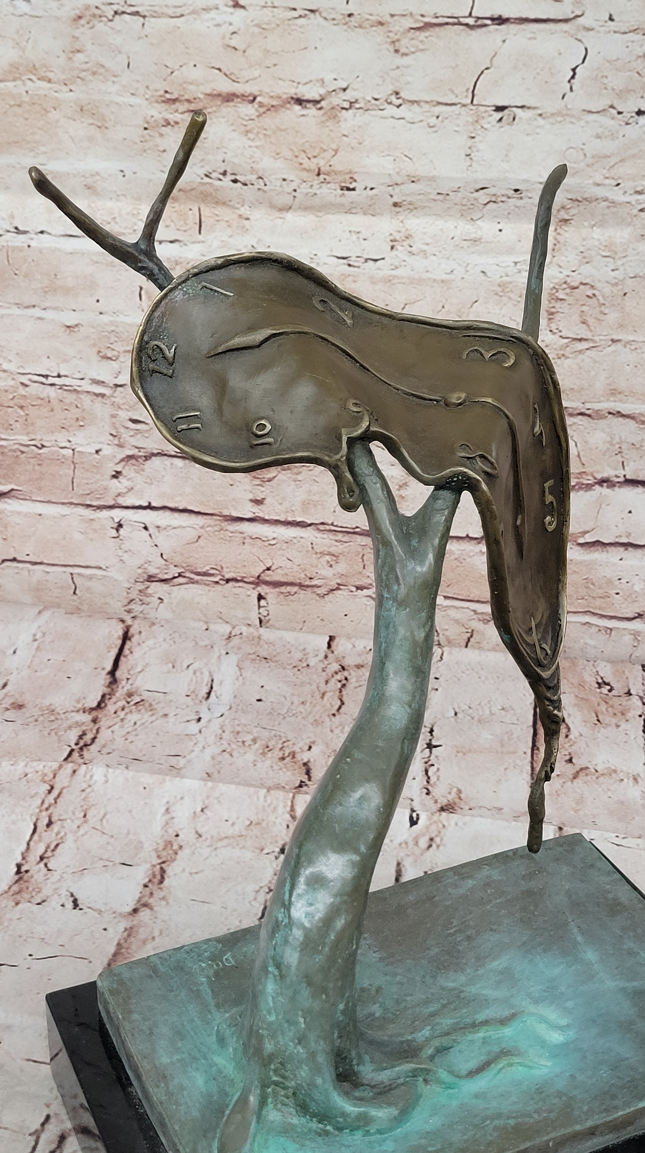 SALVADOR DALI MELTING CLOCK TRIBUTE BRONZE SCULPTURE ABSTRACT HOME OFFICE DECOR