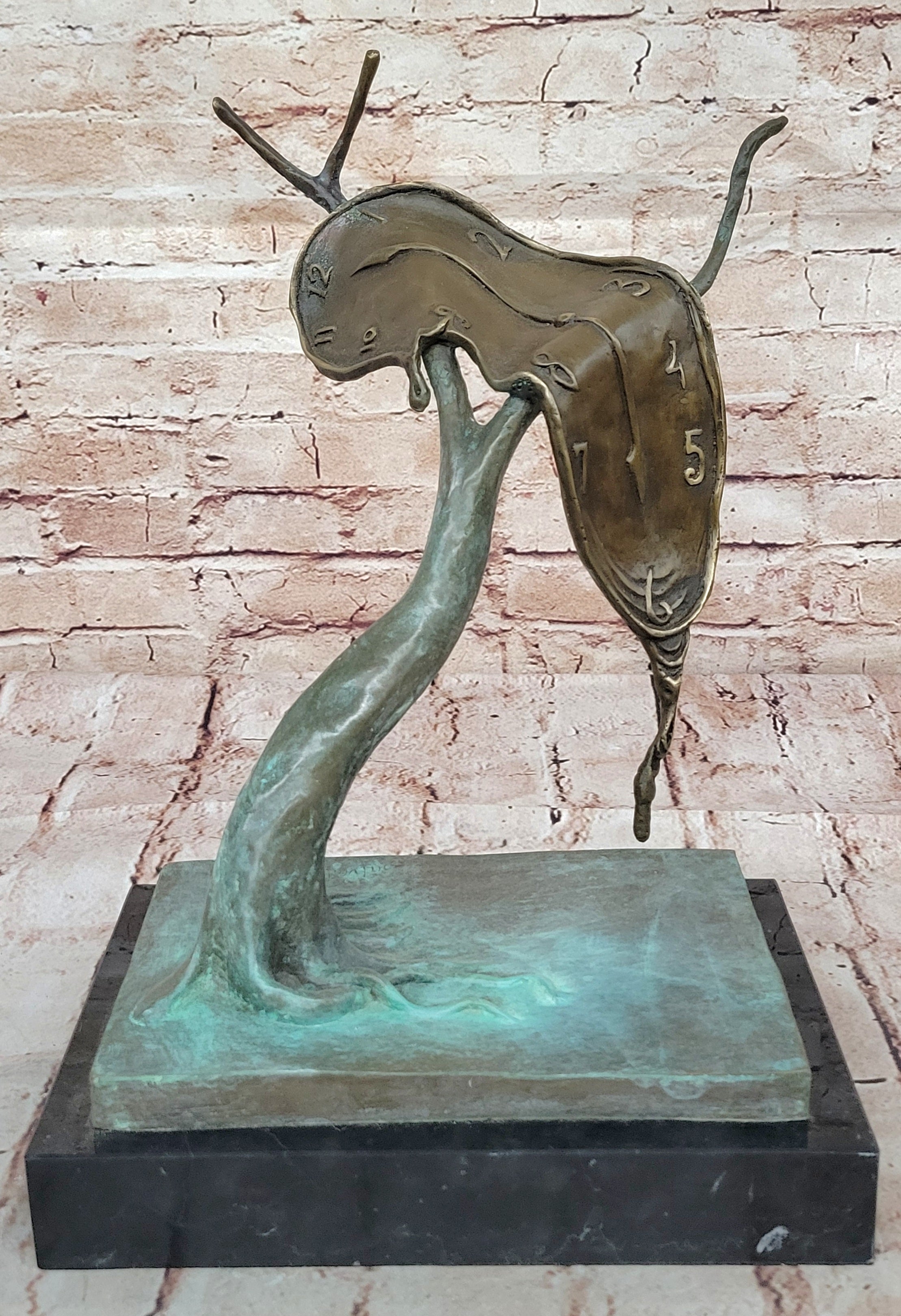 SALVADOR DALI MELTING CLOCK TRIBUTE BRONZE SCULPTURE ABSTRACT HOME OFFICE DECOR