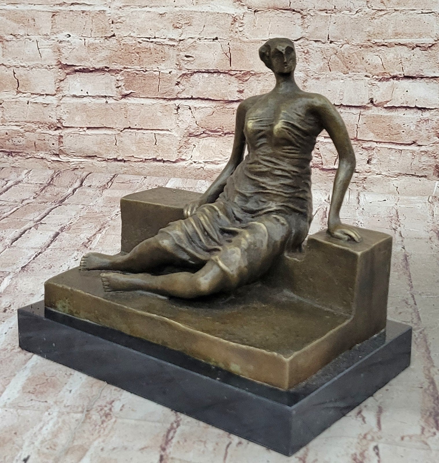 Handcrafted Bronze Sculpture Abstract Female by English Artist Moore Decor Gift