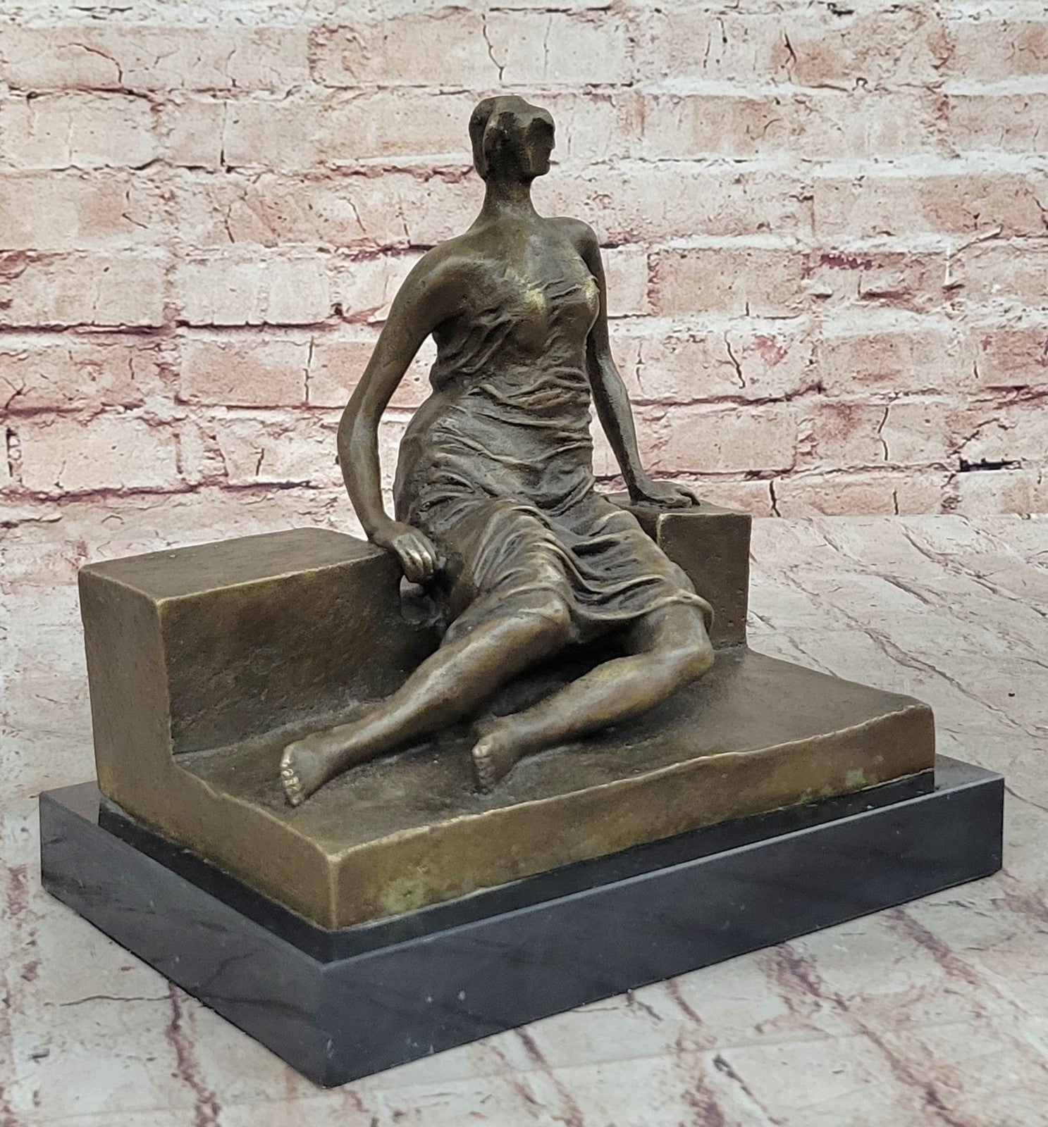 Handcrafted Bronze Sculpture Abstract Female by English Artist Moore Decor Gift