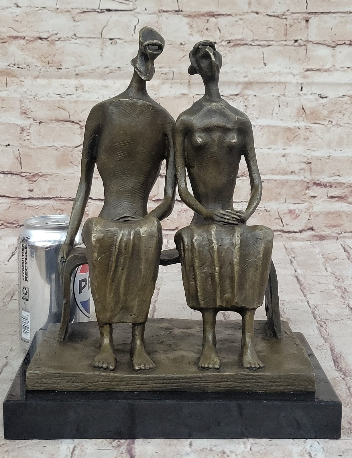 BRONZE AFTER HENRY MOORE SCULPTURE ABSTRACT SIGNED COLLECTORS EDITION HOT CAST