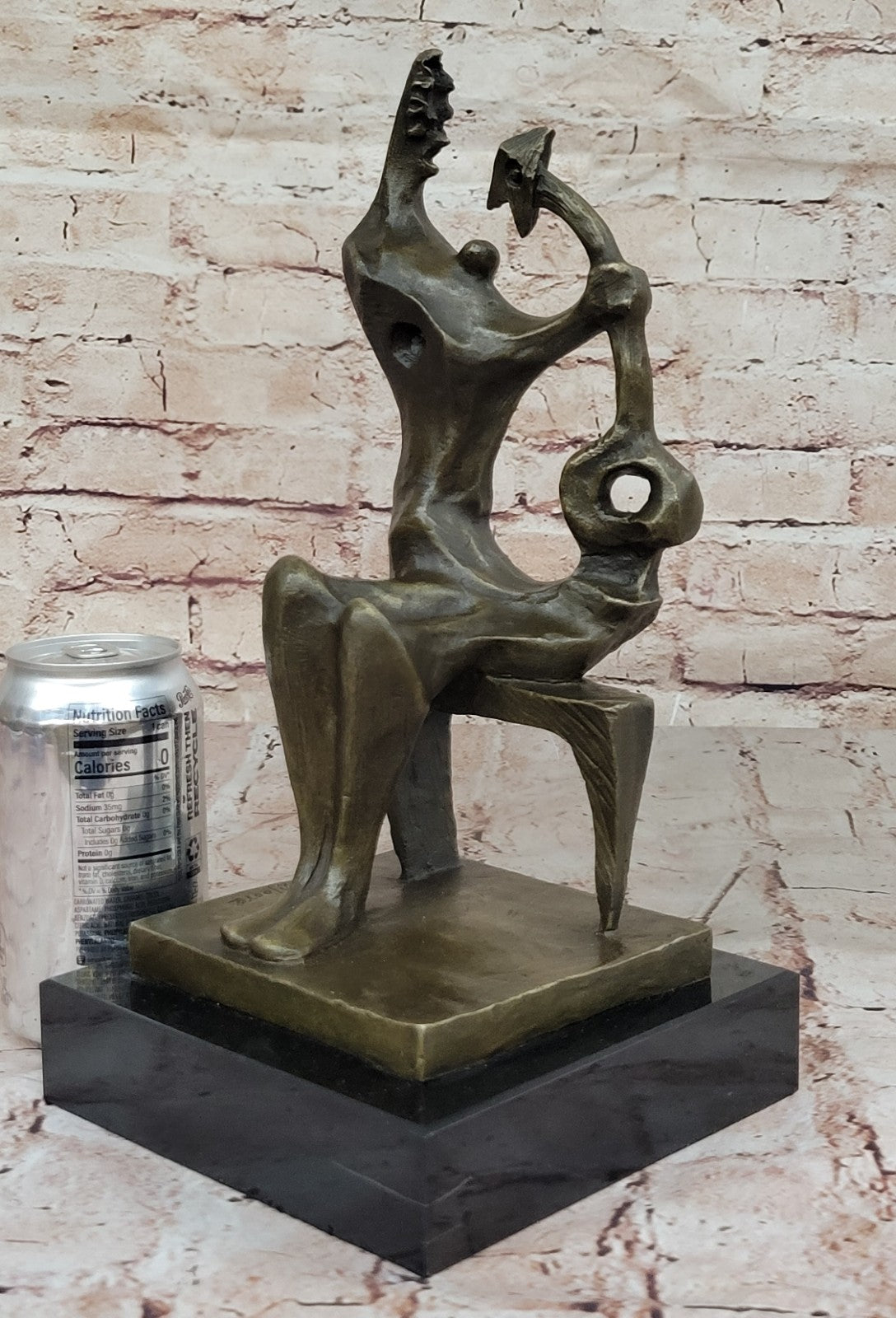 Nice bronze sculpture Mother with child signed H. Moore Art Deco Figure Hot Cast