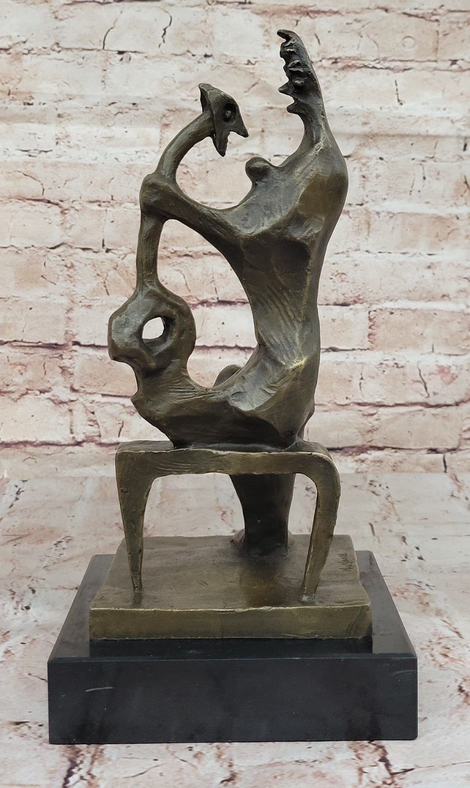 Nice bronze sculpture Mother with child signed H. Moore Art Deco Figure Hot Cast