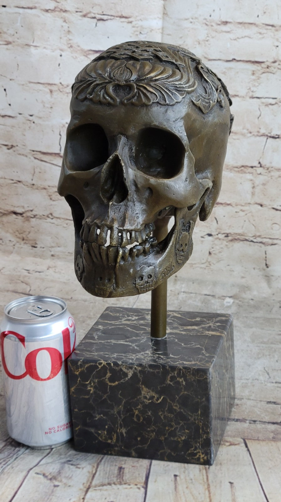 Bronze Sculpture Large Skeleton Head Halloween Home Office Decoration Figurine