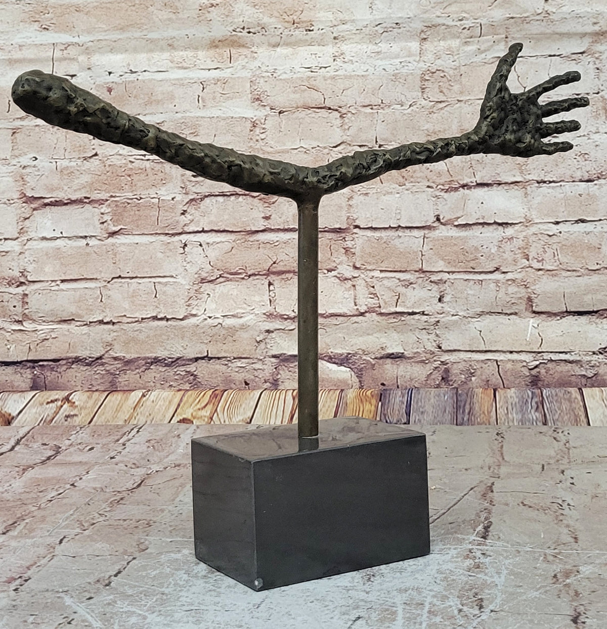 Vintage Large Strong Hand Bronze Sculpture Marble Base Museum Quality Artwork