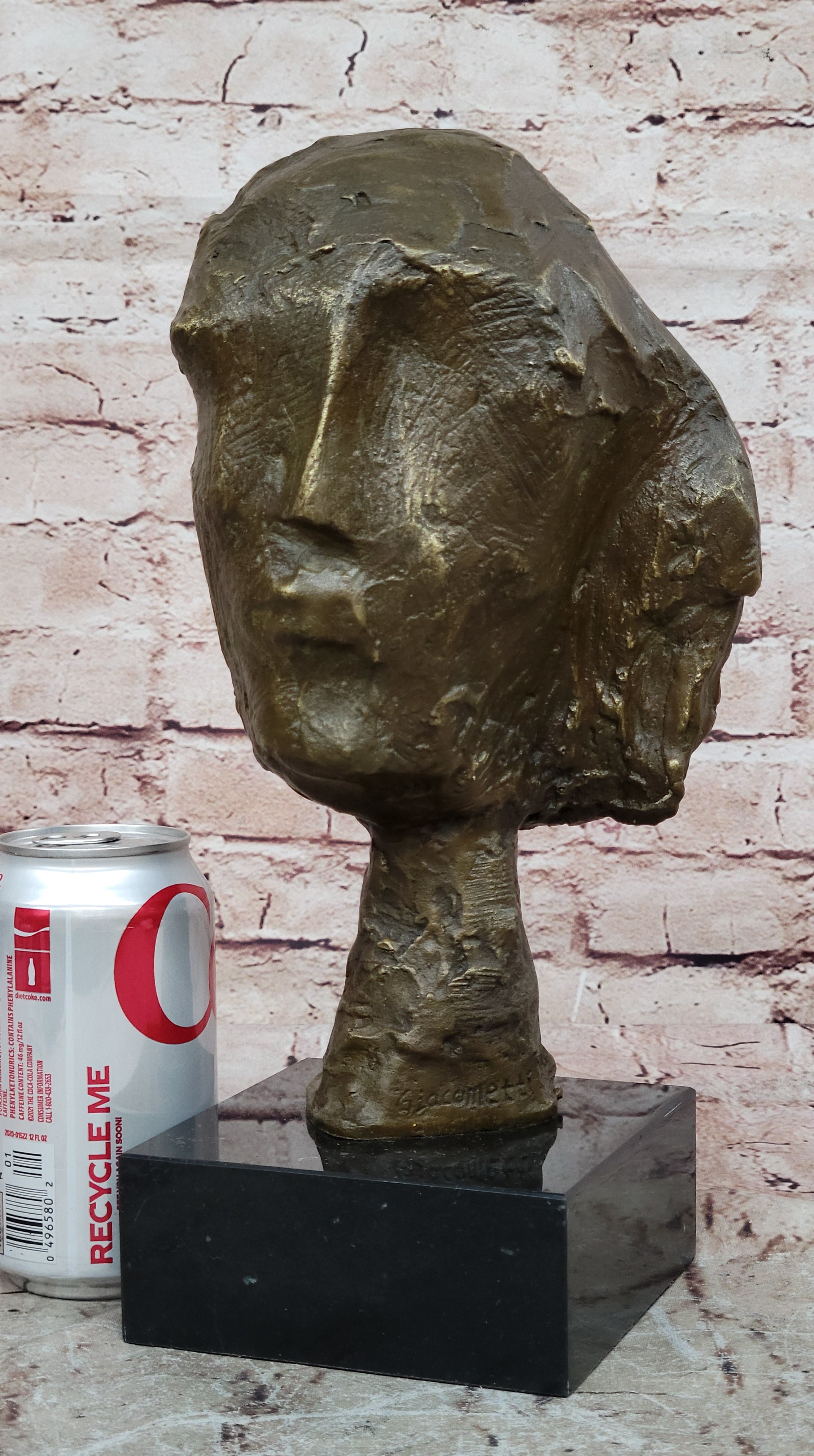 Abstract Bronze Head on a marble base after Cometti Masterpiece Sculpture