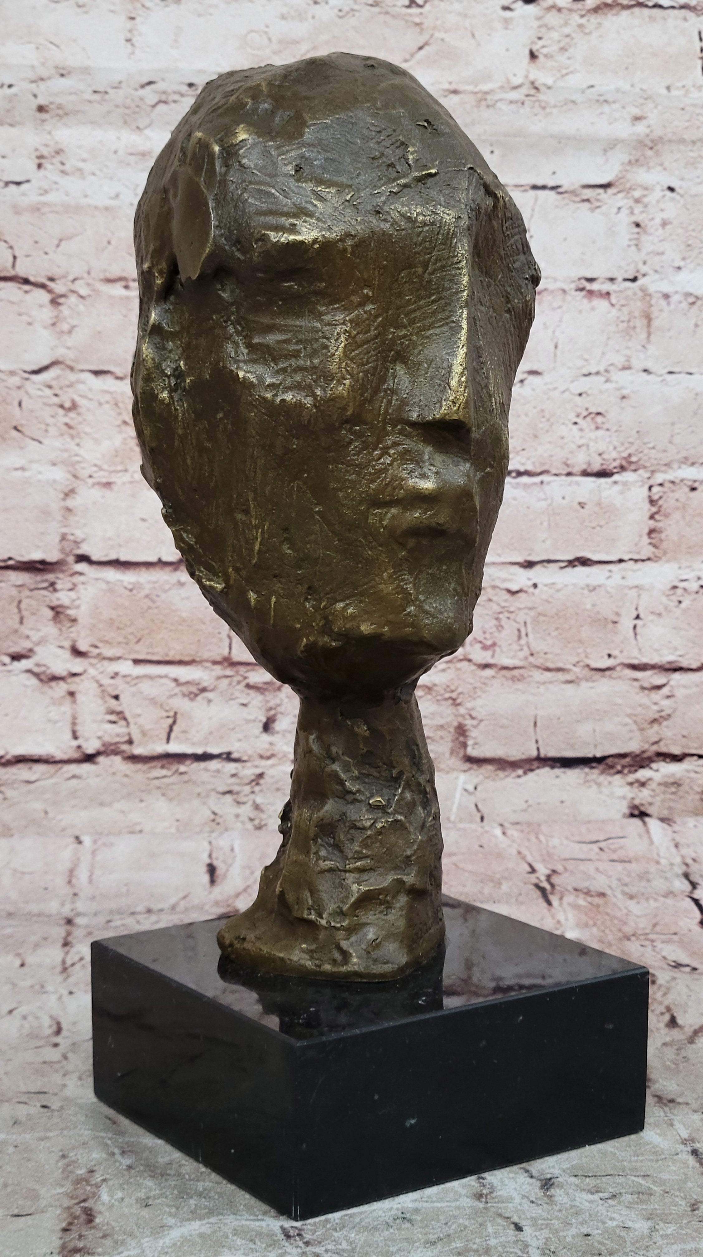 Abstract Bronze Head on a marble base after Cometti Masterpiece Sculpture