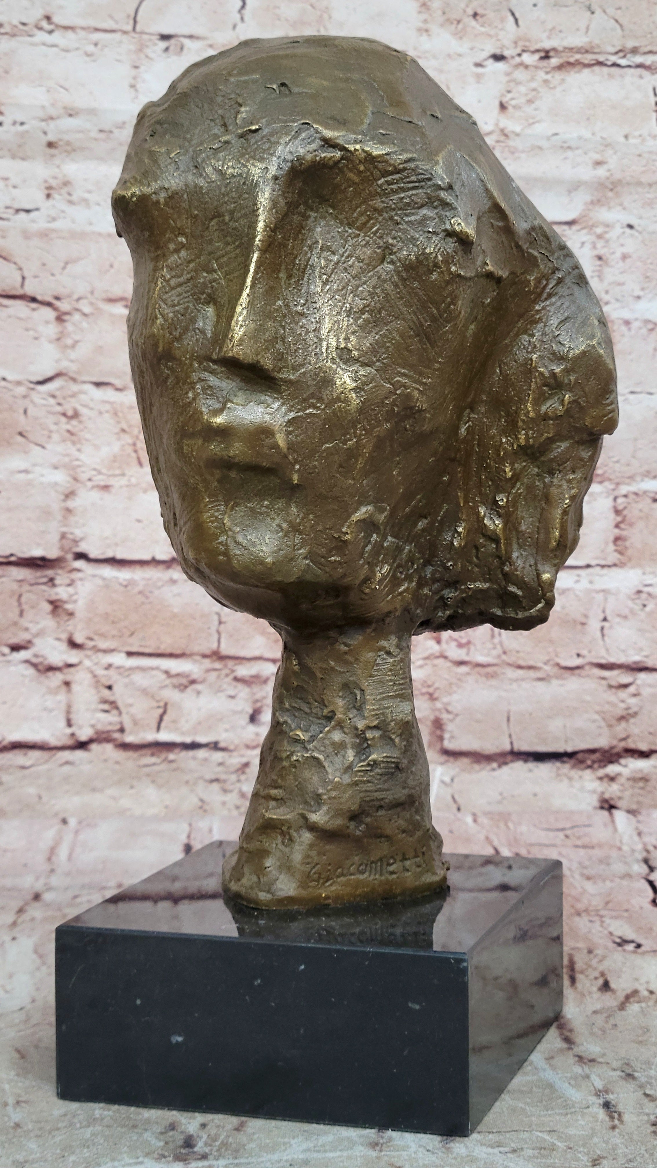 Abstract Bronze Head on a marble base after Cometti Masterpiece Sculpture