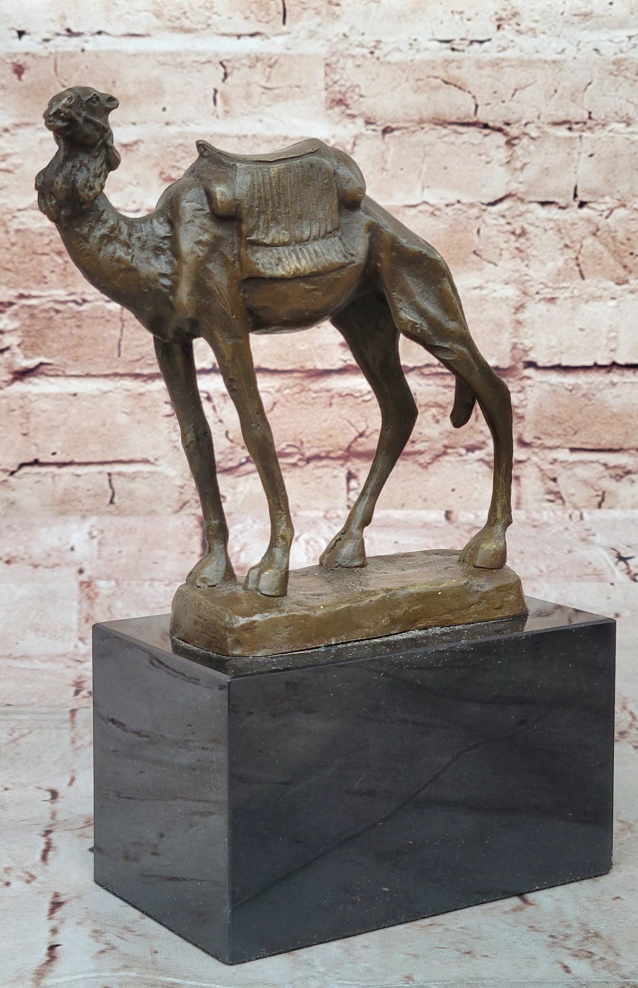 Handcrafted bronze sculpture SALE Marble Deco Art Desert Journey Camel Figurine
