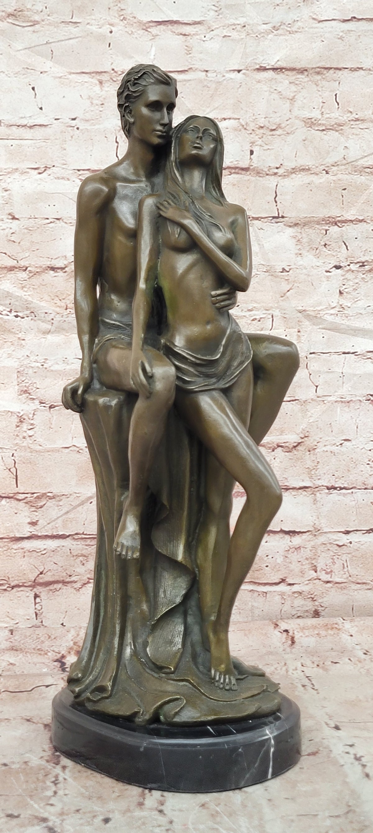 Handcrafted bronze sculpture SALE Female Male Couple Nude Cast Hot Superb *