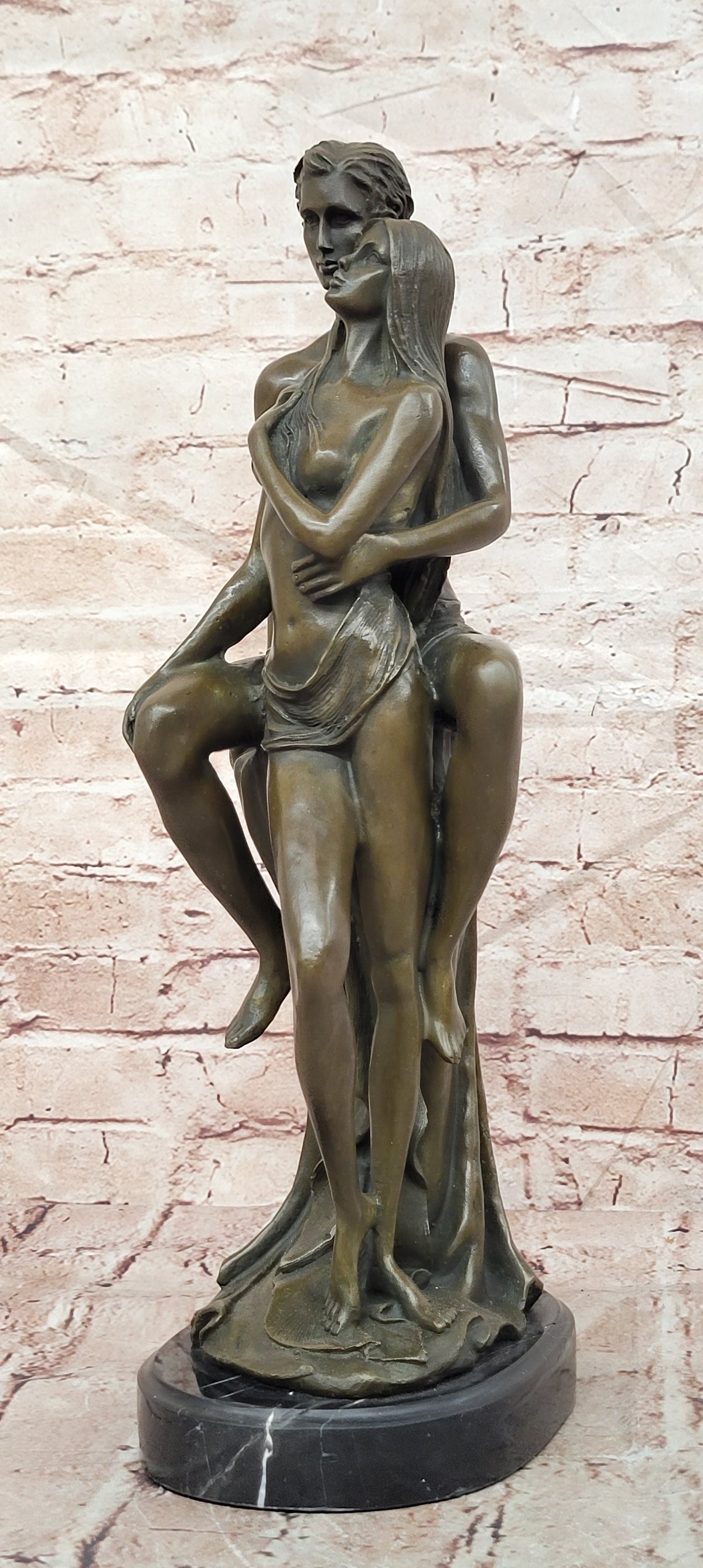 Handcrafted bronze sculpture SALE Female Male Couple Nude Cast Hot Superb *