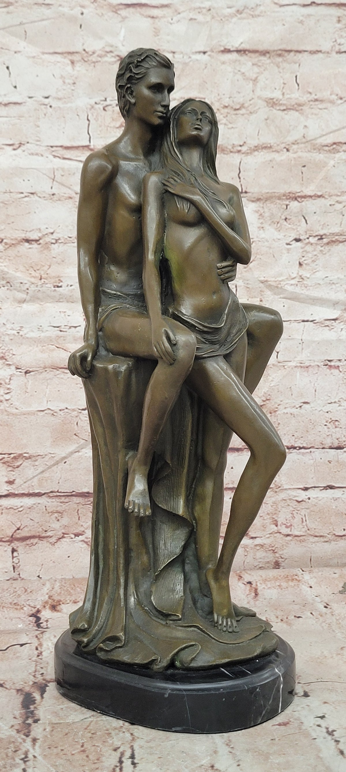 Handcrafted bronze sculpture SALE Female Male Couple Nude Cast Hot Superb *