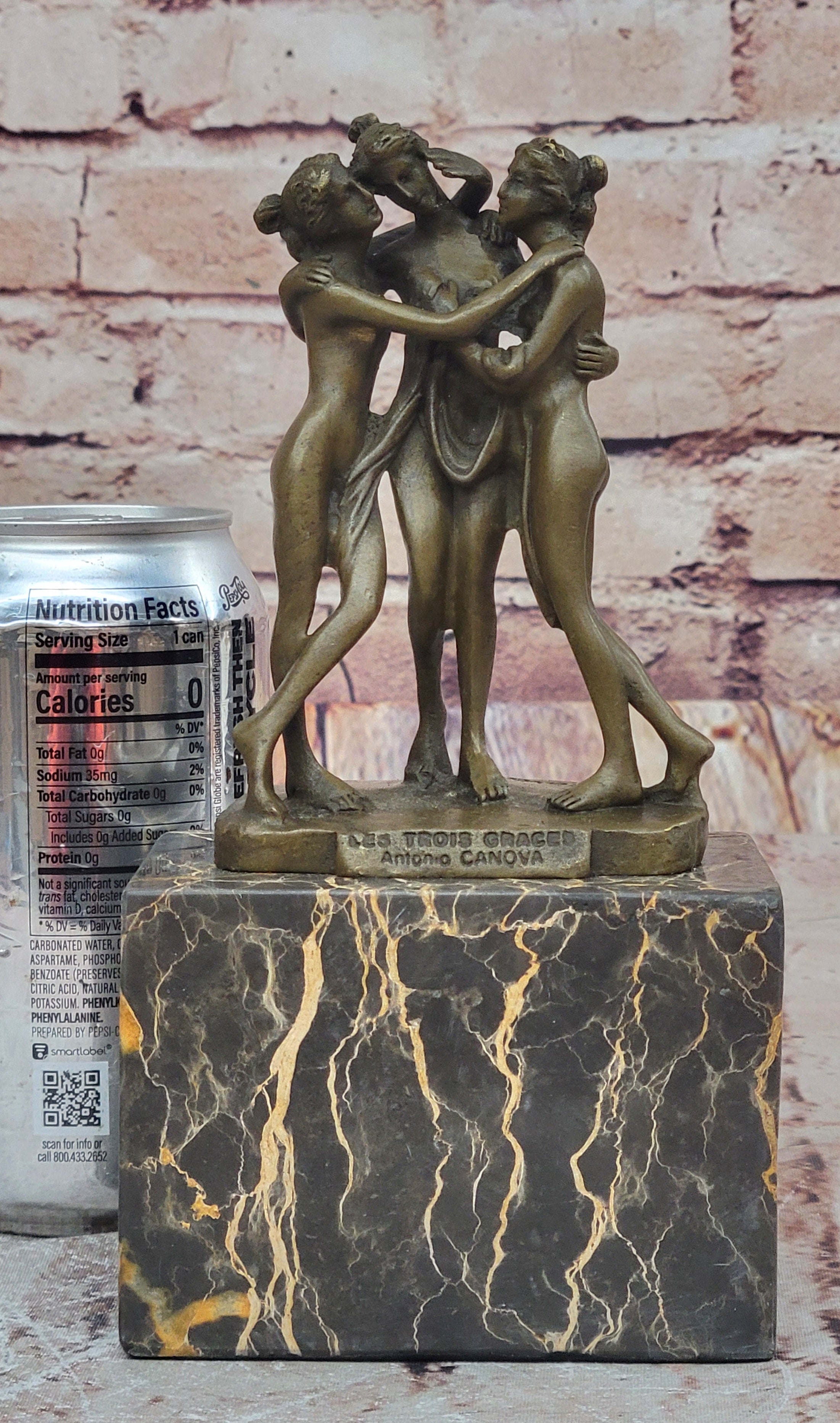 Three Graces Real Bronze Statue Greek Mythology Erotic Sculpture Hot Cast Collectible