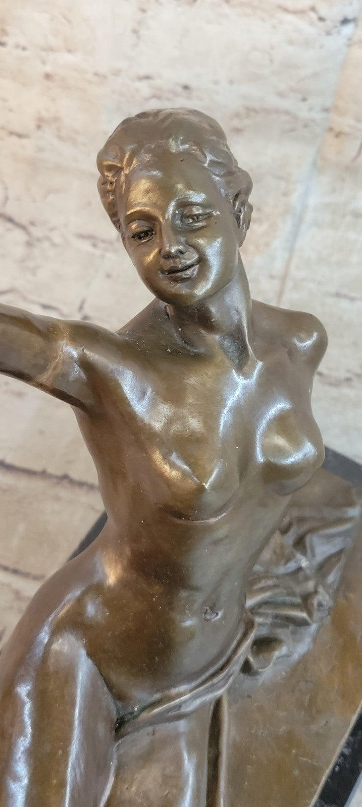 100% Solid Bronze Nude Naked Woman Holding a Bird Bronze Sculpture Sale