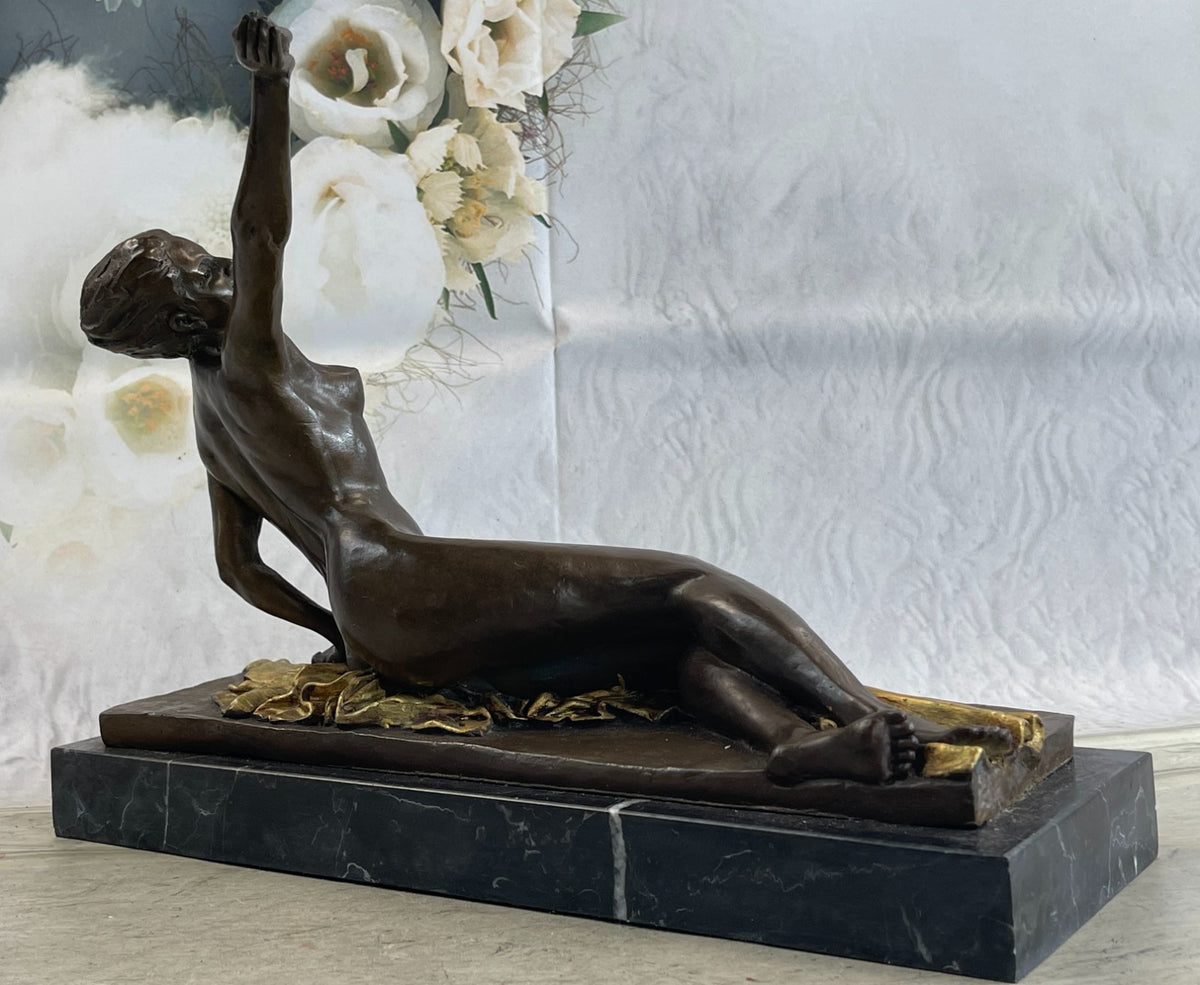 Handcrafted bronze sculpture SALE Base Marble Lady Nude Large Figurine