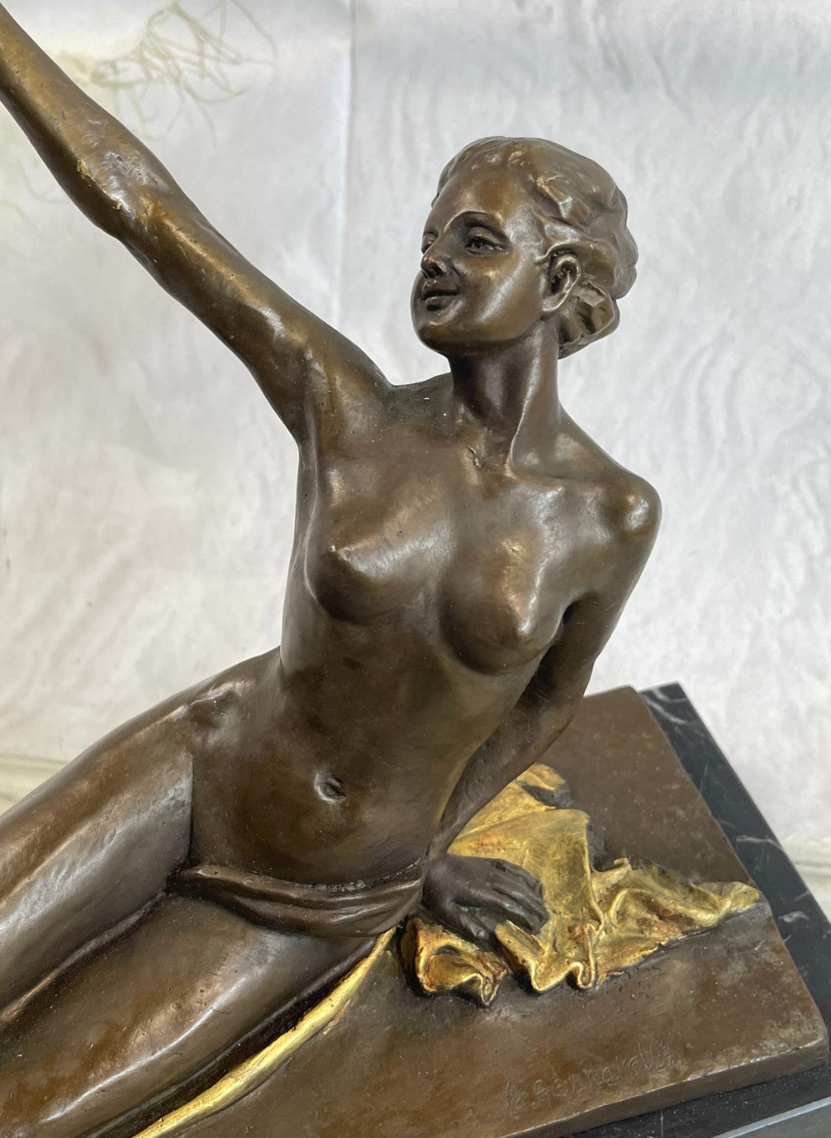 Handcrafted bronze sculpture SALE Base Marble Lady Nude Large Figurine