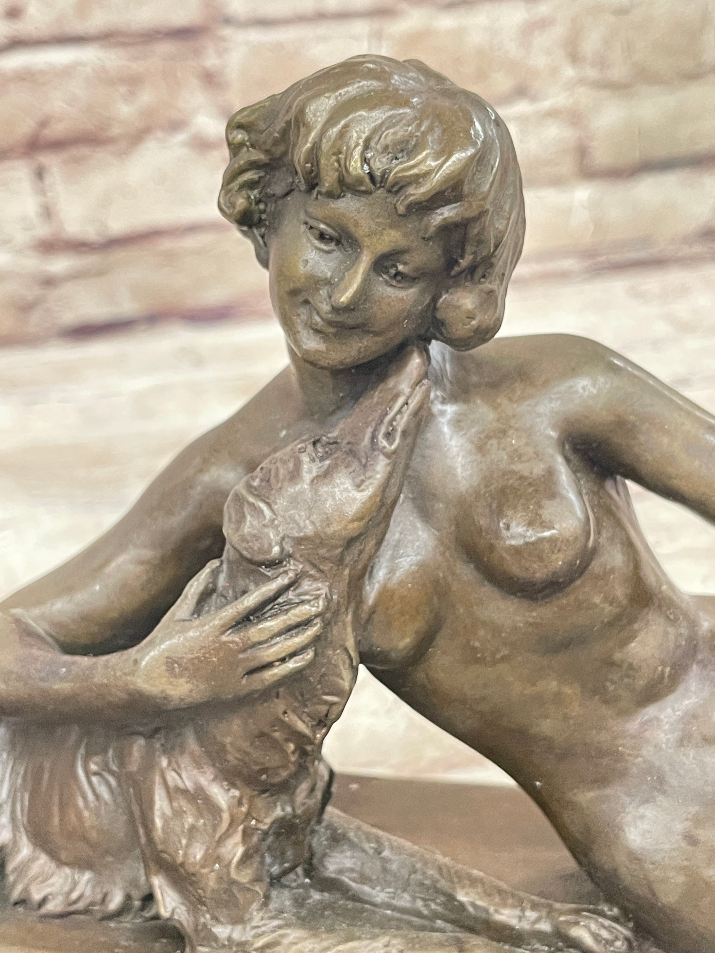 France Bruns Nude Sexy Girl Signed Deco Hand Art Handmade Bronze Sculpture Sale