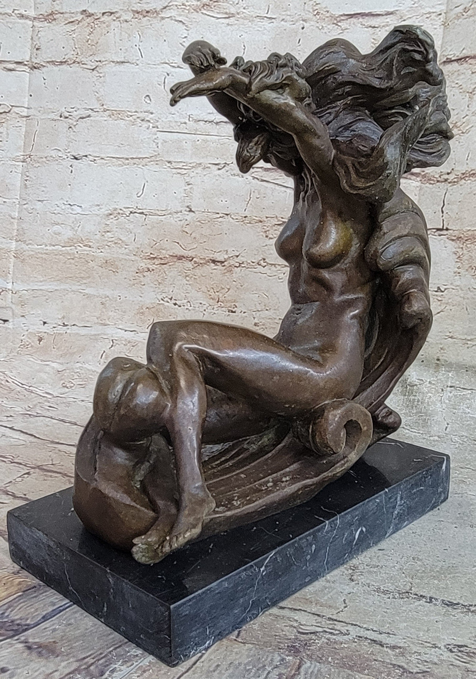 Young Nude Girl Hot Cast Venus Resting Bronze Sculpture Statue Figurine Deal Art
