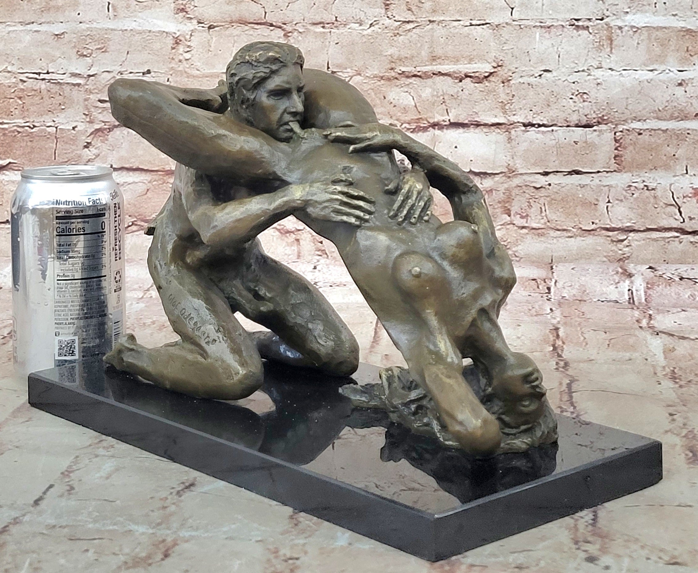 SIGNED 100% BRONZE EROTIC SCULPTURE NUDE GIFT STATUE  MARBLE FIGURINE DECOR