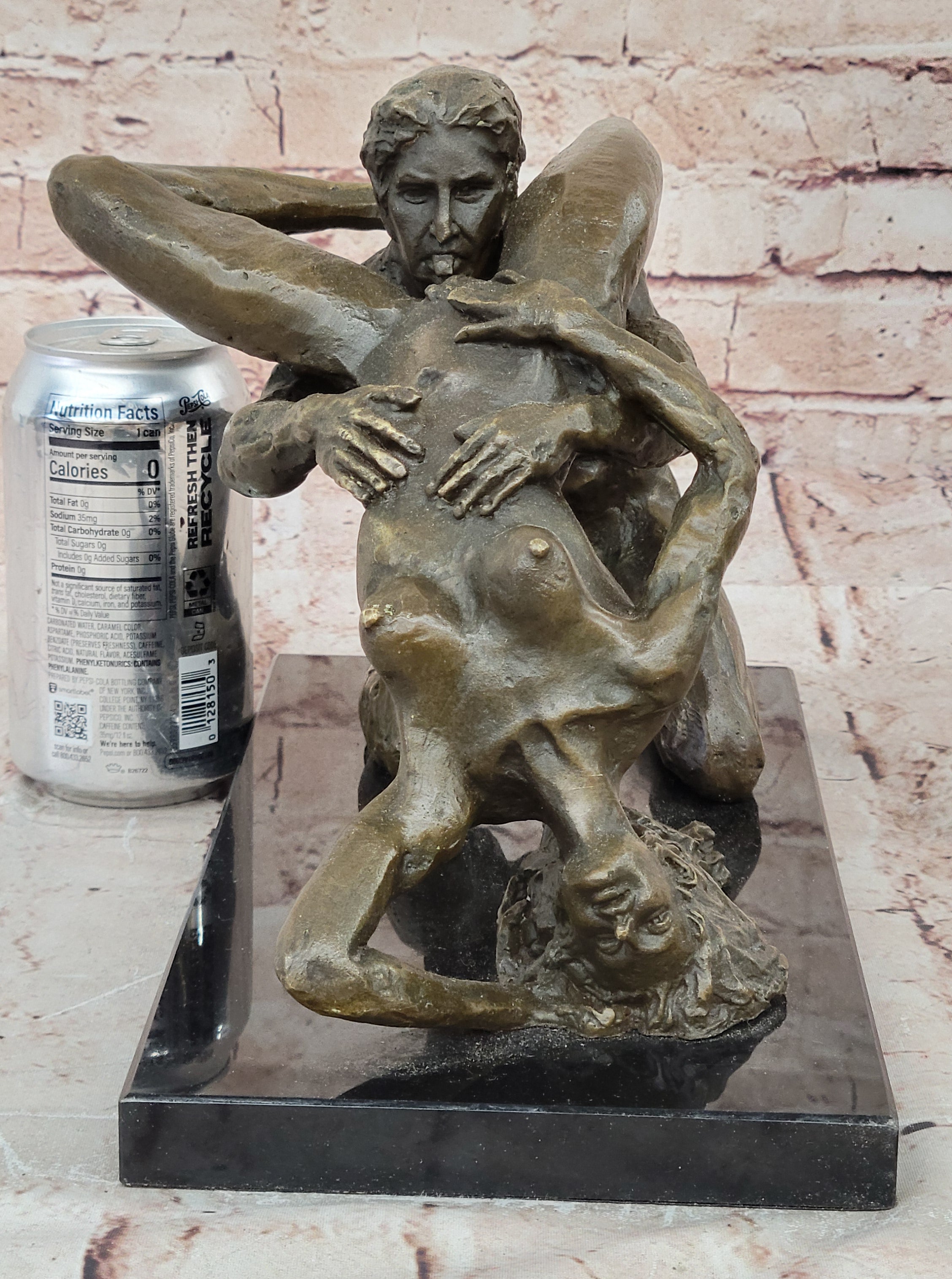SIGNED 100% BRONZE EROTIC SCULPTURE NUDE GIFT STATUE  MARBLE FIGURINE DECOR