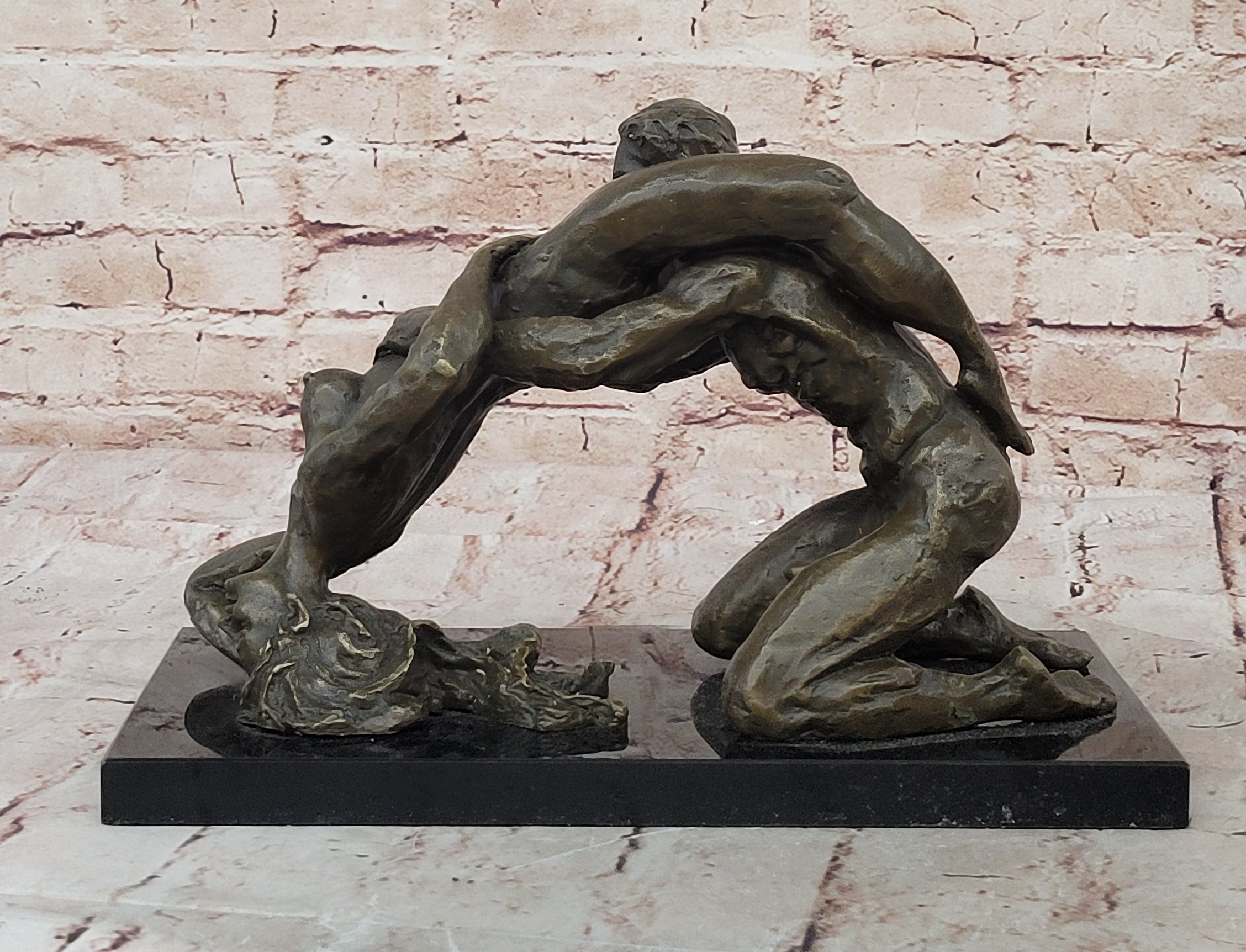 SIGNED 100% BRONZE EROTIC SCULPTURE NUDE GIFT STATUE  MARBLE FIGURINE DECOR