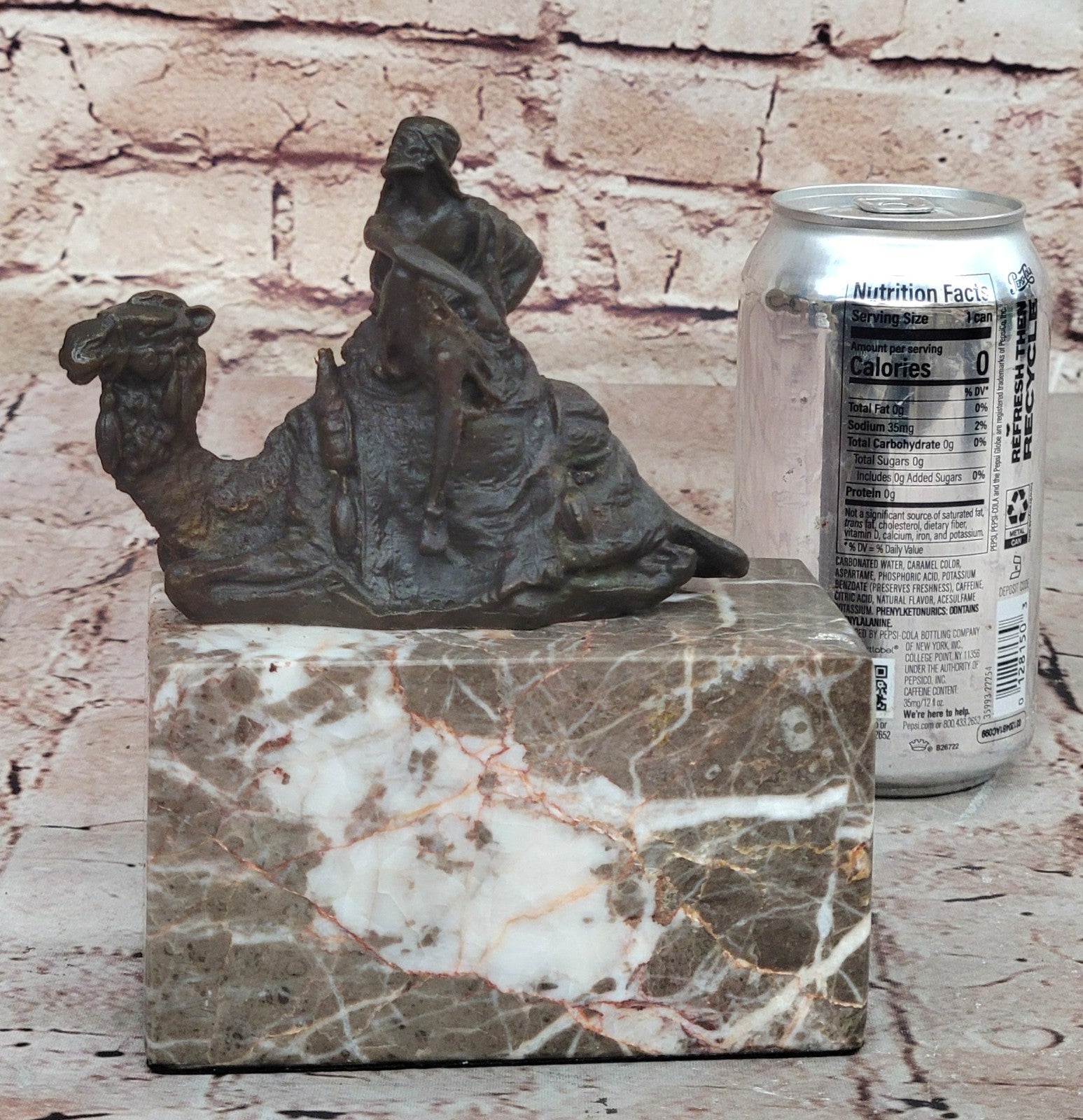 Lawrence of Arabia Camel Man Rider Bronze Marble Statue Decor Hot Cast Lost wax