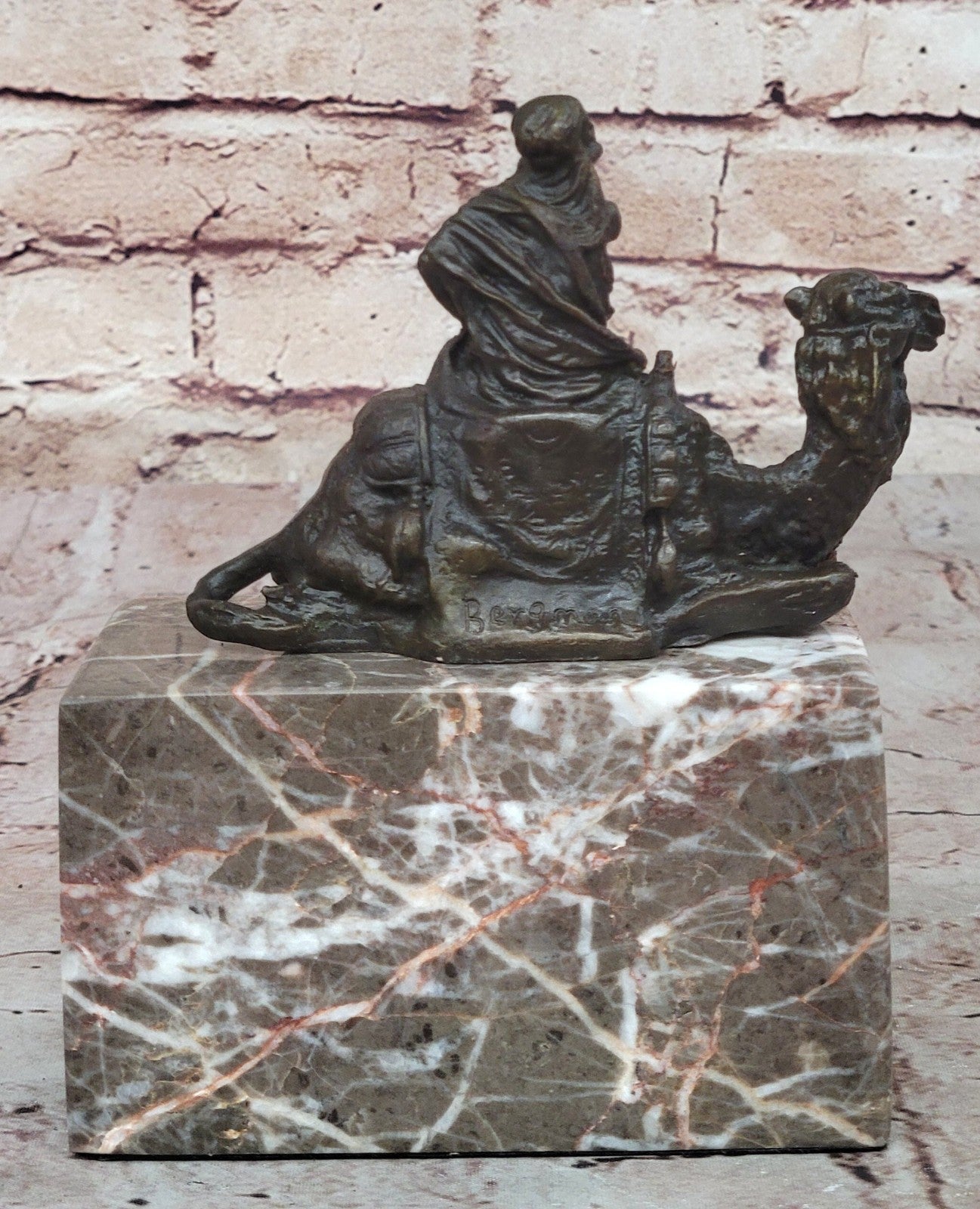 Lawrence of Arabia Camel Man Rider Bronze Marble Statue Decor Hot Cast Lost wax