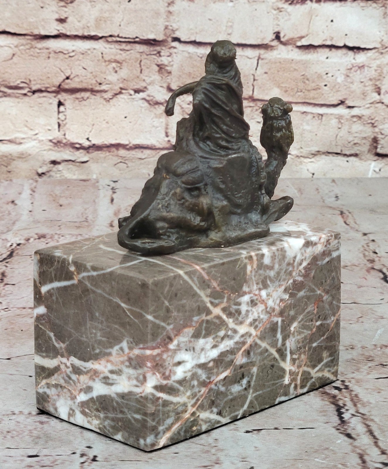 Lawrence of Arabia Camel Man Rider Bronze Marble Statue Decor Hot Cast Lost wax