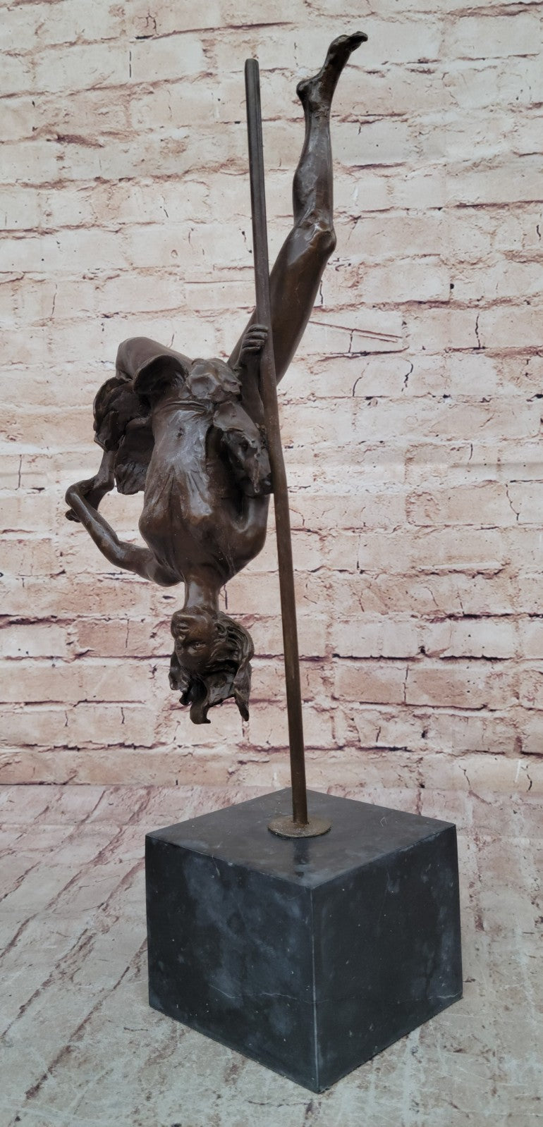 Signed VITALEH ACROBAT METAL SCULPTURE Bronze CIRCUS Perform Balancee