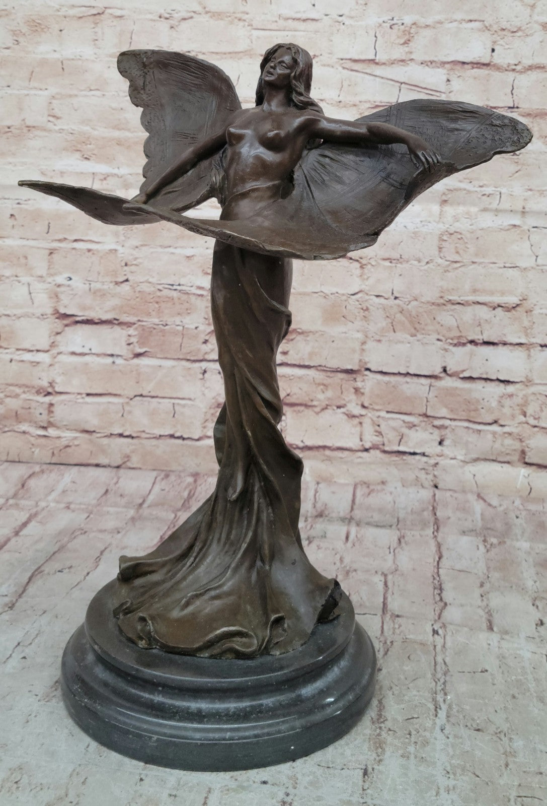 Handcrafted bronze sculpture SALE Art Sexy Erotic Angel Butterfly Nouveau Nude
