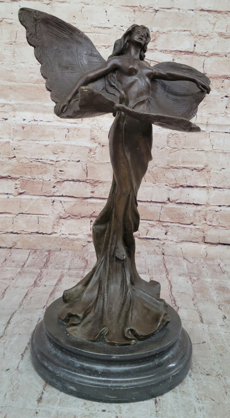 Handcrafted bronze sculpture SALE Art Sexy Erotic Angel Butterfly Nouveau Nude