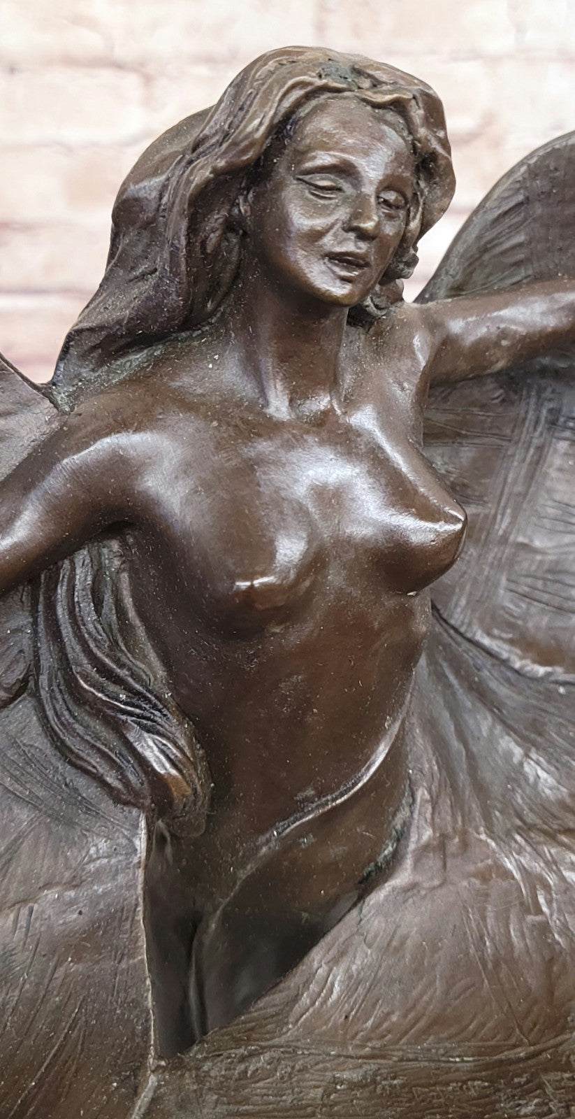 Handcrafted bronze sculpture SALE Art Sexy Erotic Angel Butterfly Nouveau Nude