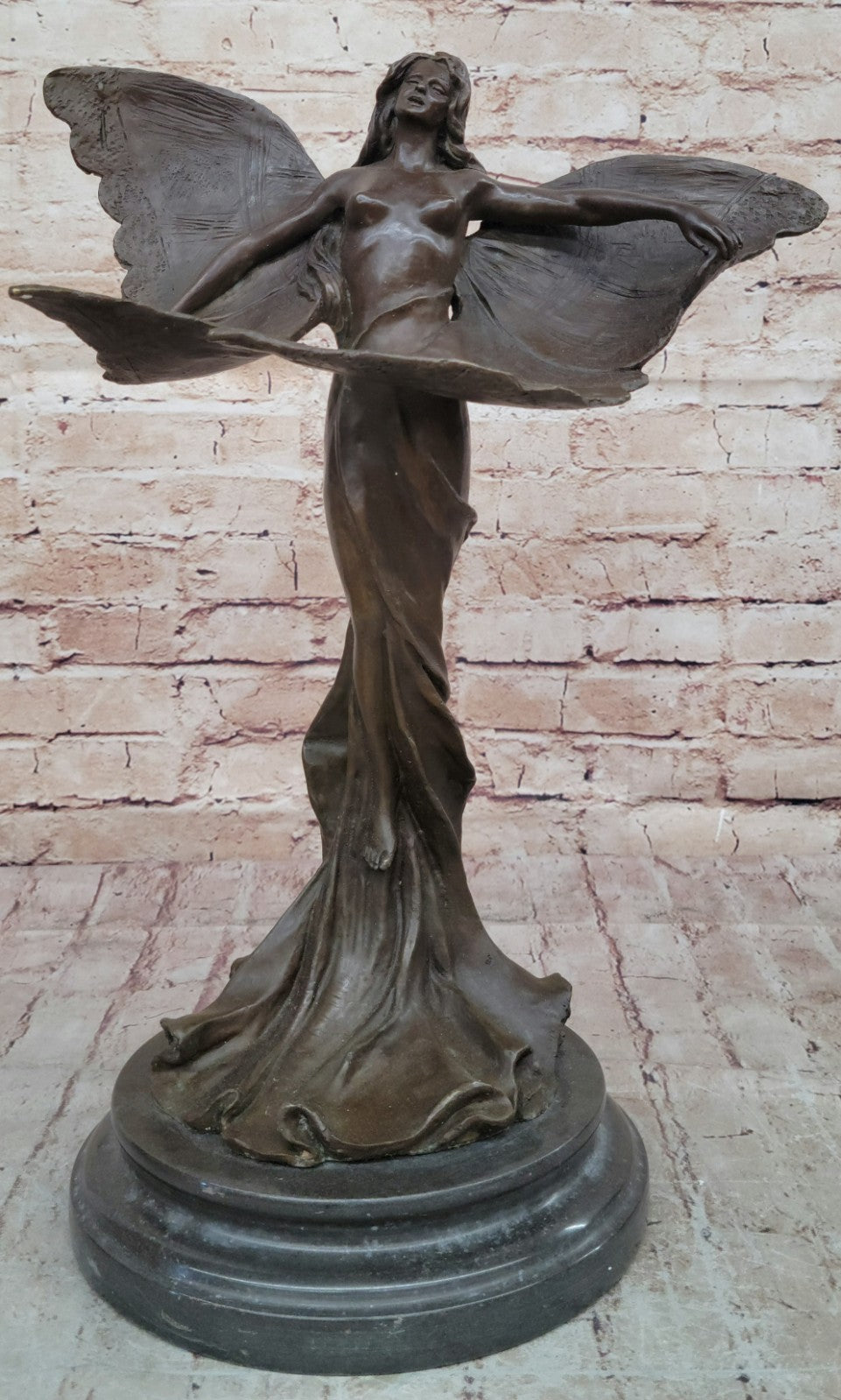 Handcrafted bronze sculpture SALE Art Sexy Erotic Angel Butterfly Nouveau Nude